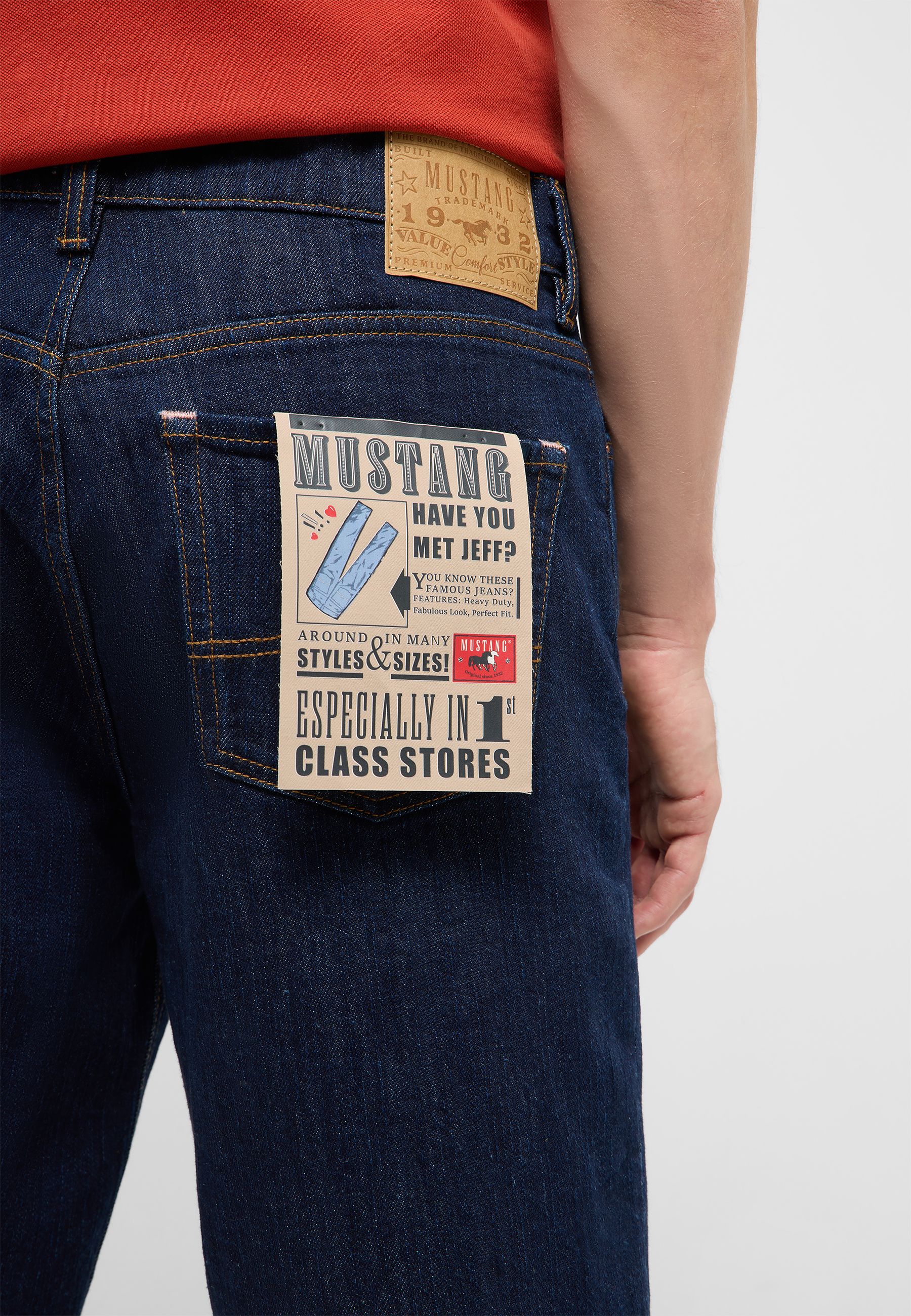 jeans, denim, back pocket, patch, advertisement tag