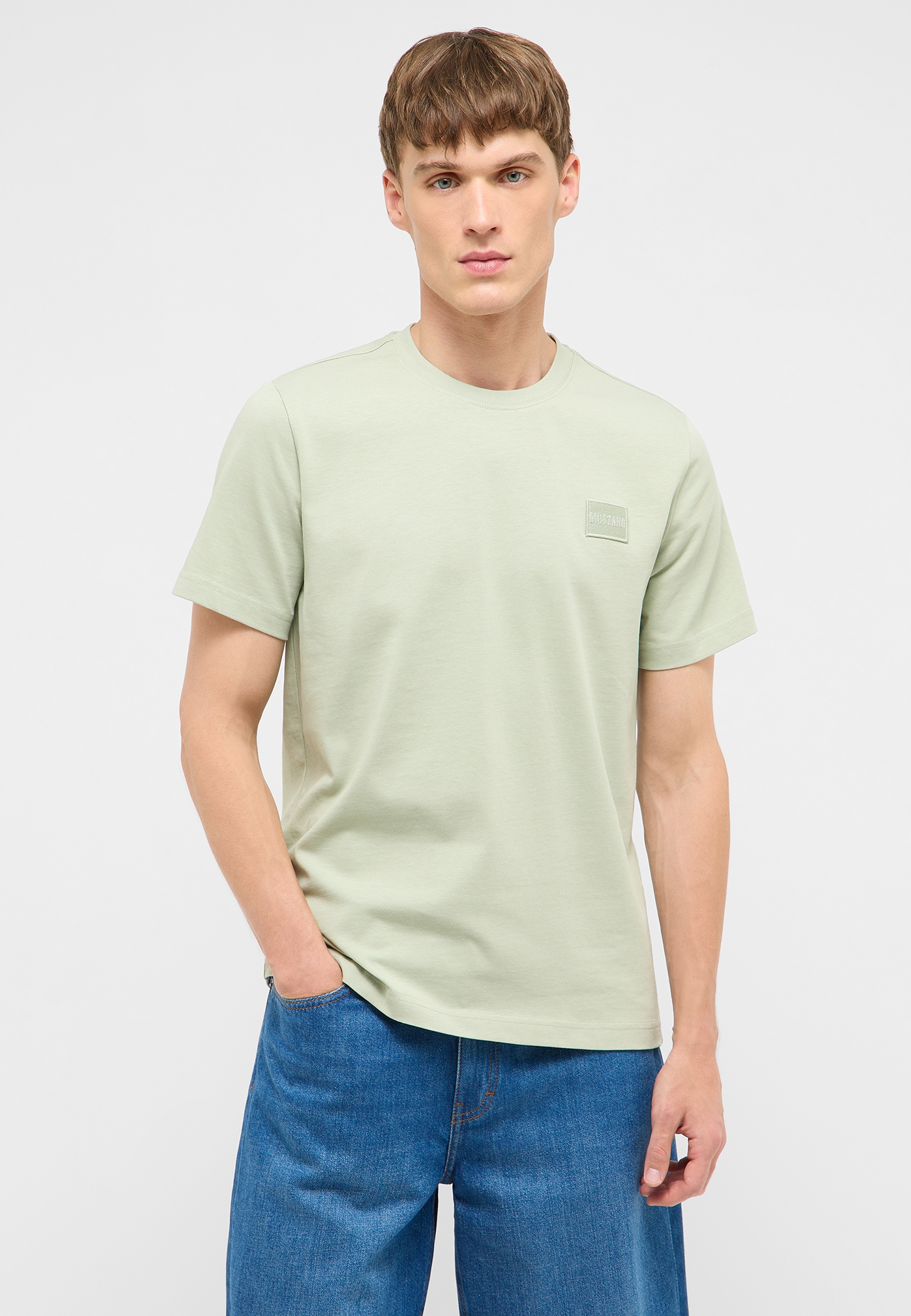 T-Shirt, Rundhals, Kurzarm, Unifarben, Baumwolle