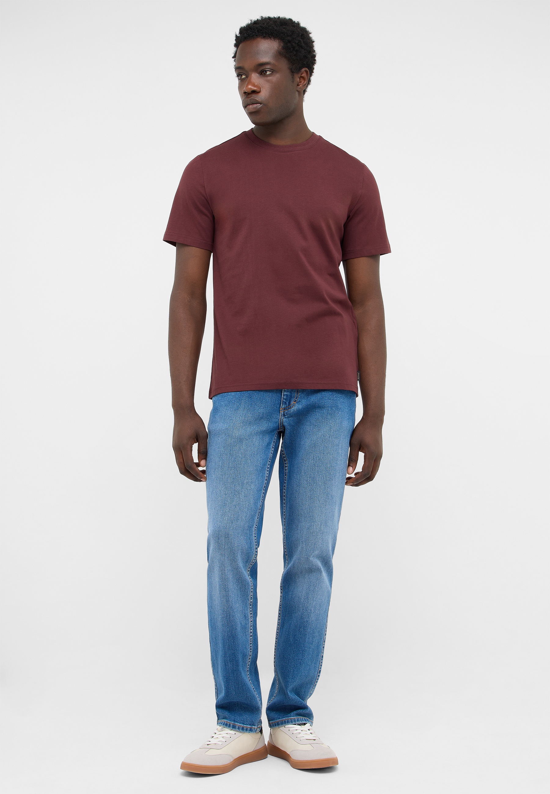 Tee, T-Shirt, Burgundy, Uni-Farbe, Casual