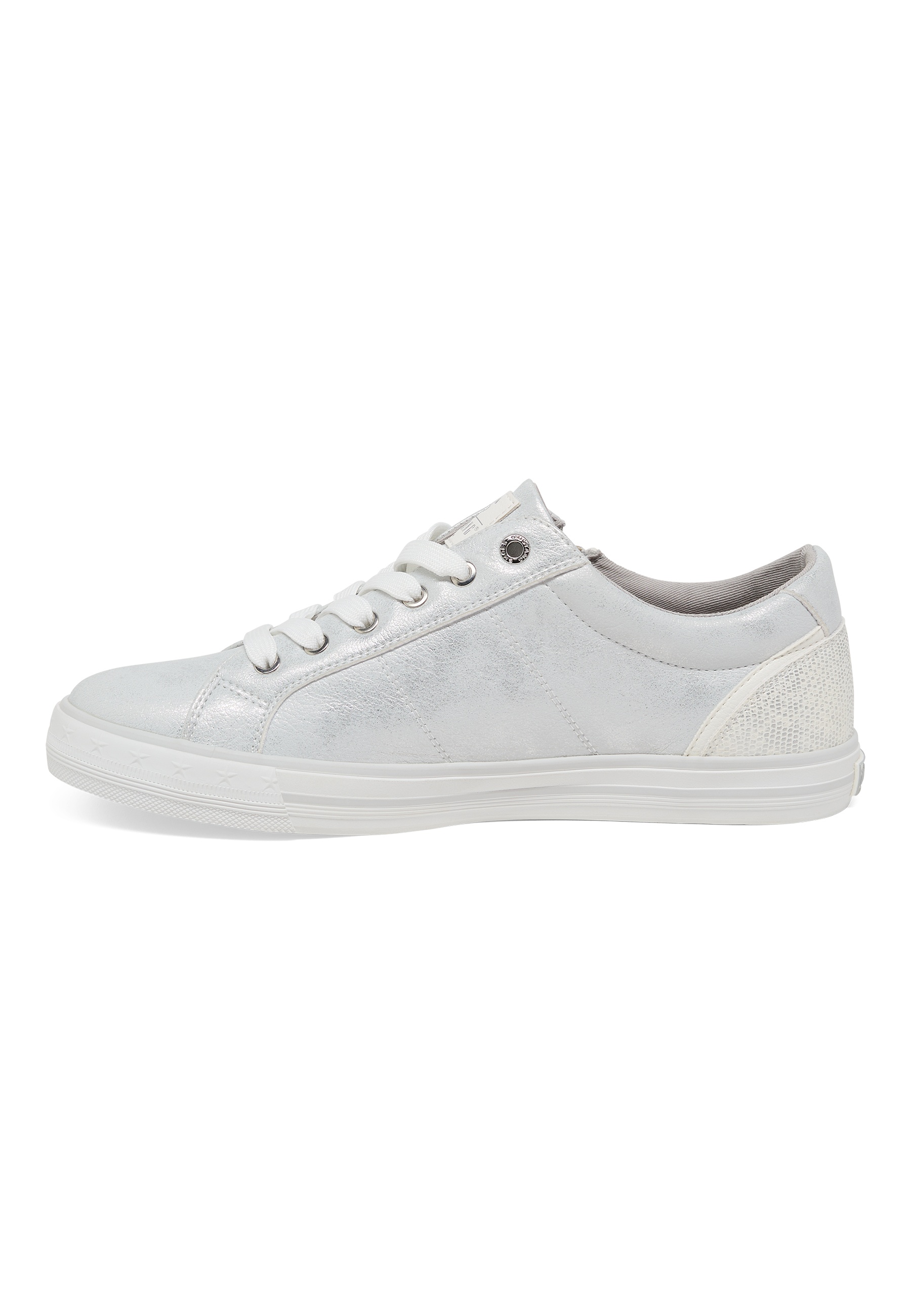 Sneaker, Low-cut, White, Mesh heel, Lace-up