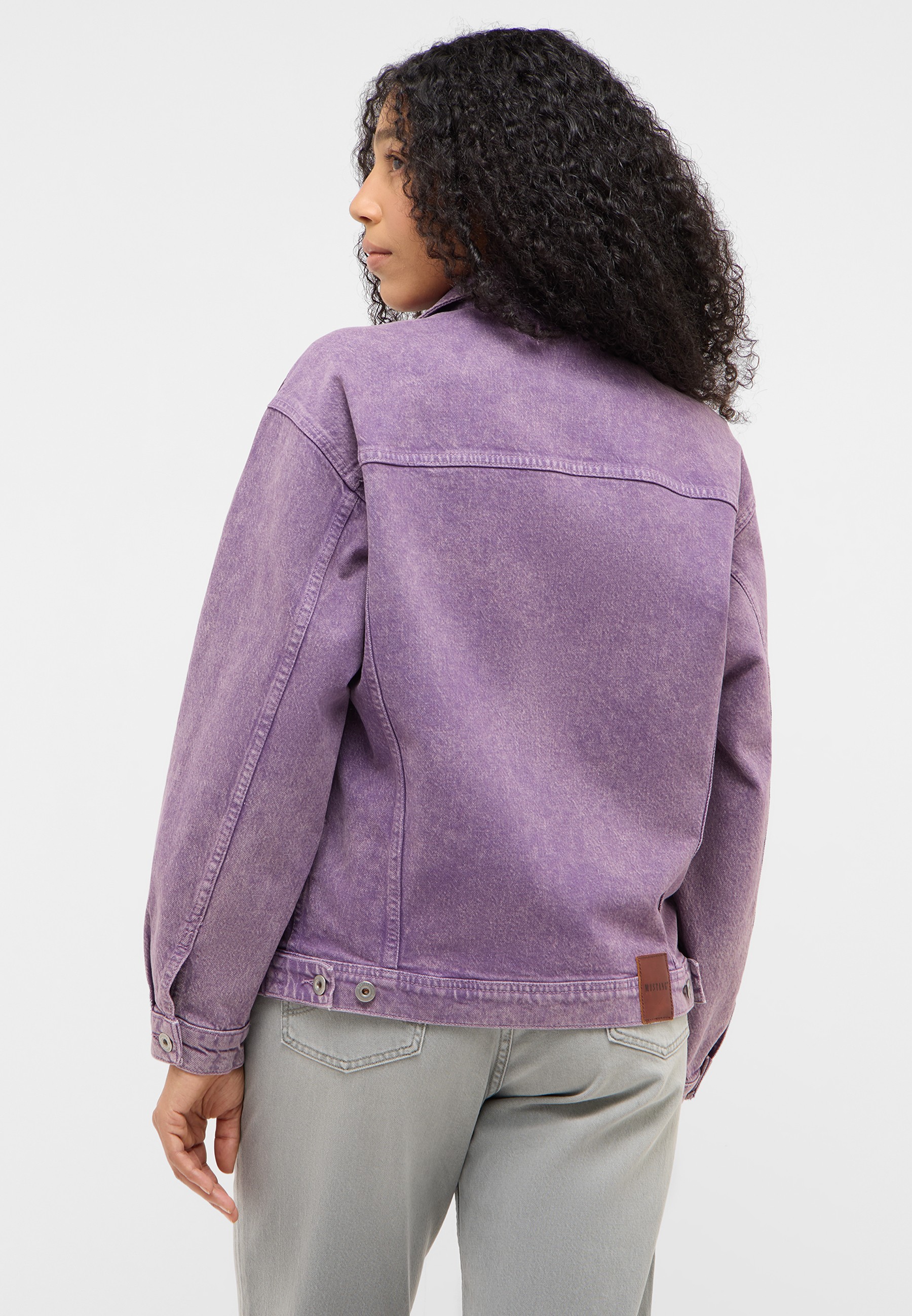 kimono?, jacke, denim, lavendel, rückenansicht