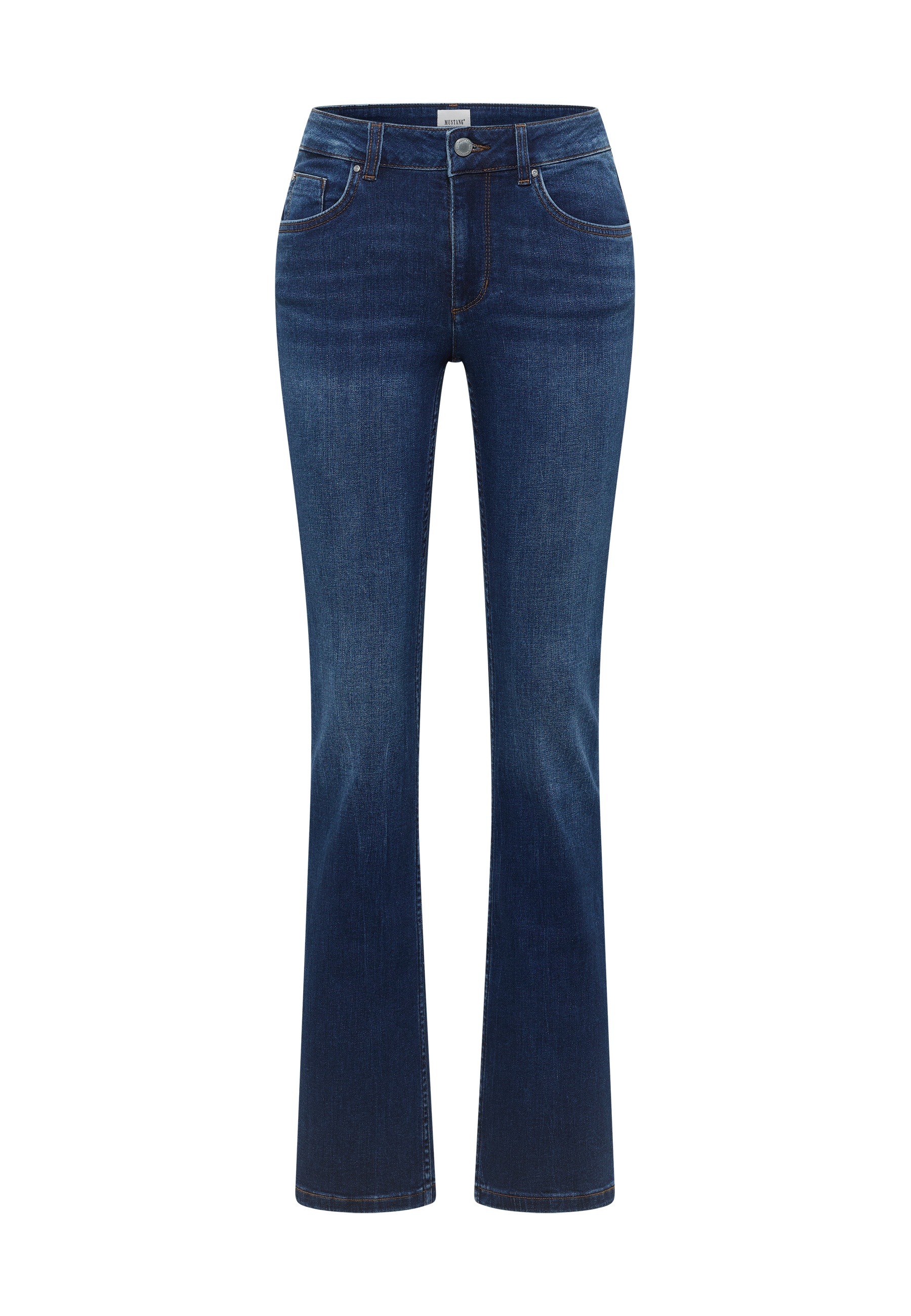 jeans, denim, hohe Taille, Bootcut, indigo