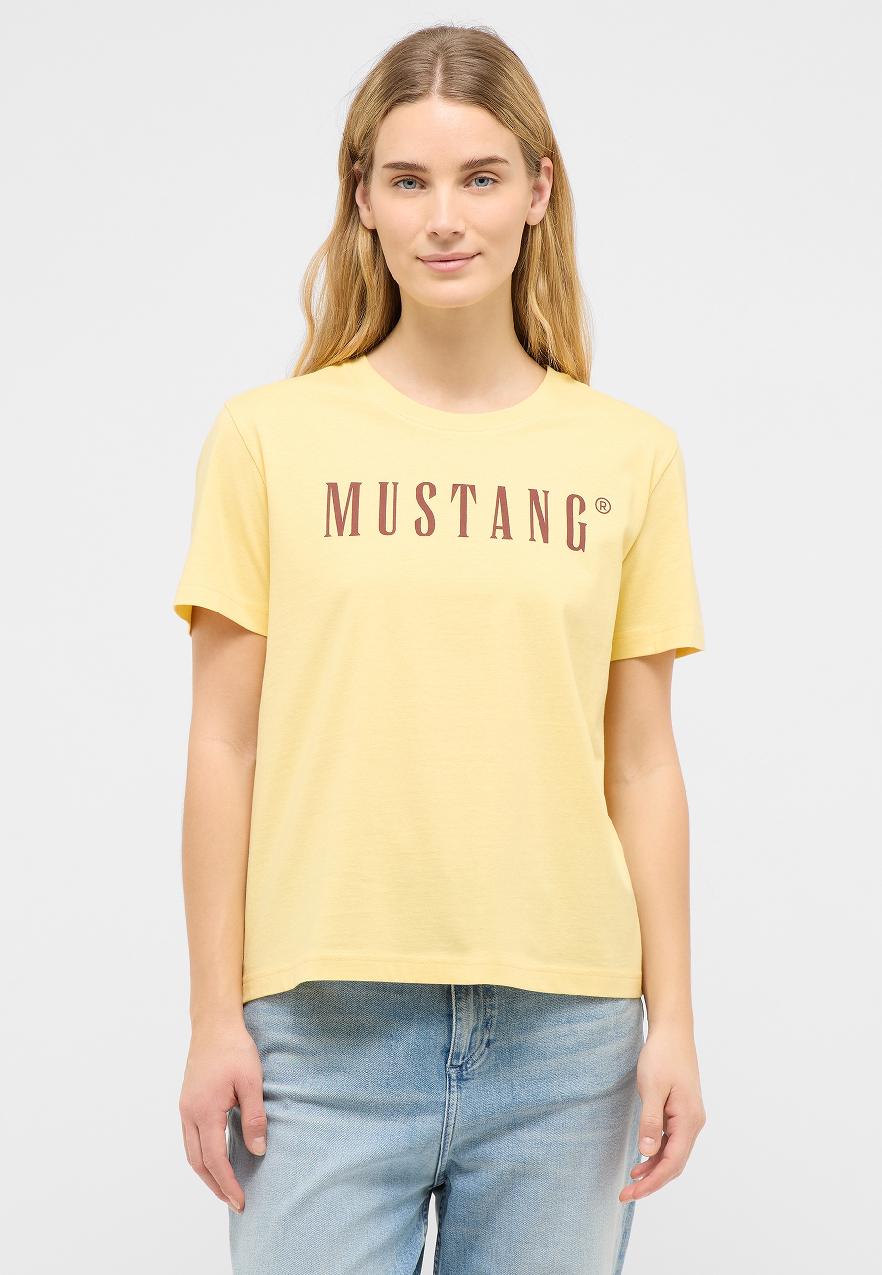 Tee, T-Shirt, Mustang, Gelb, einfarbig