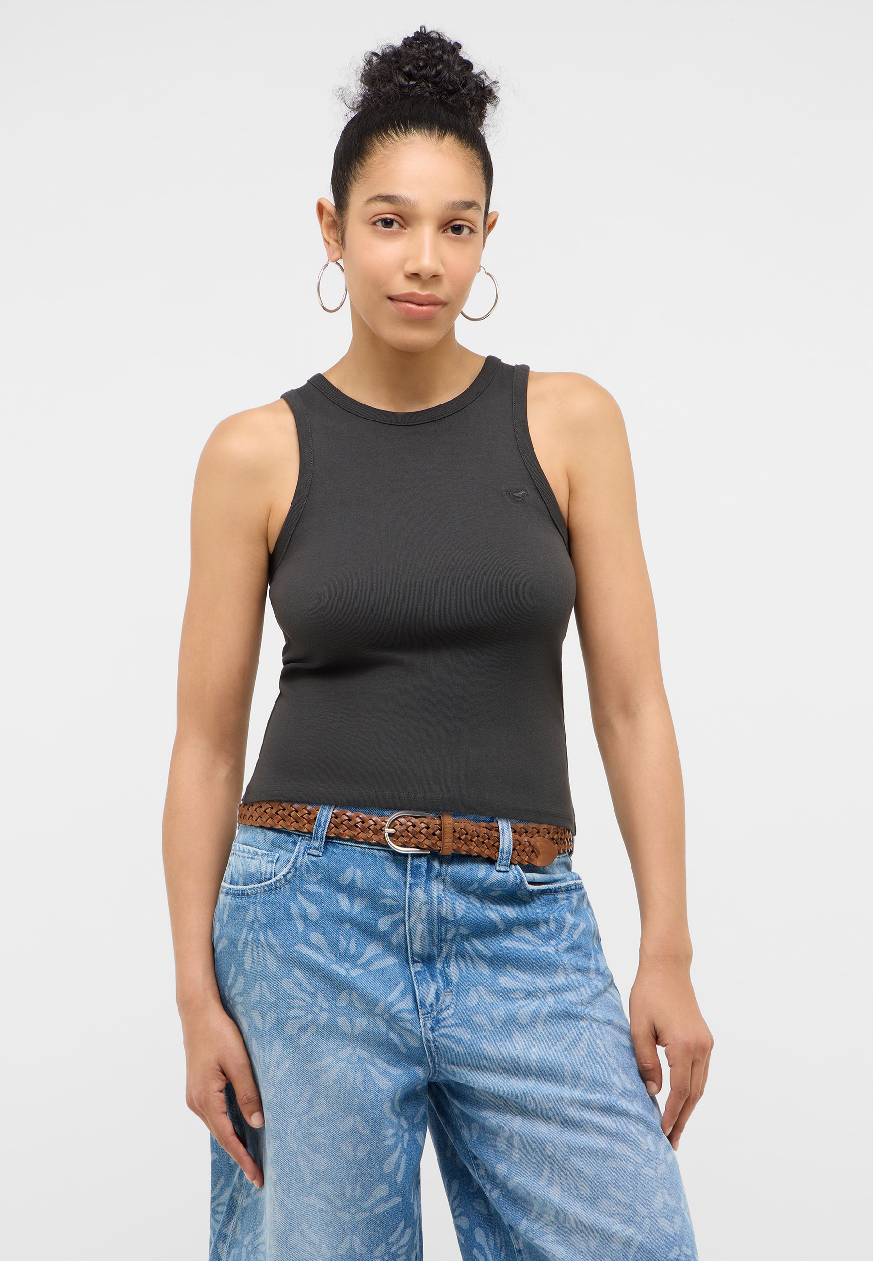 Tanktop, Sleeveless, Dunkelgrau, Gepflegt, Jeans mit Muster