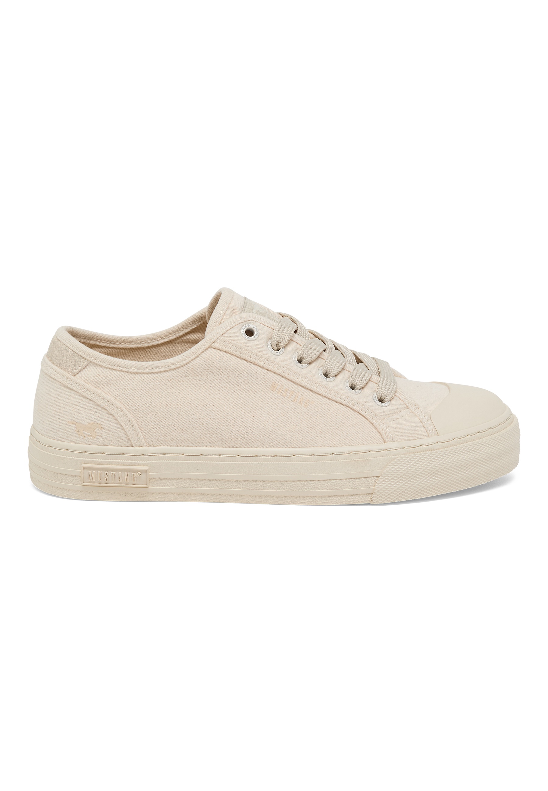 Canvas-Schuh, Beige, Low-Cut, Schnürschuh, Gummisohle