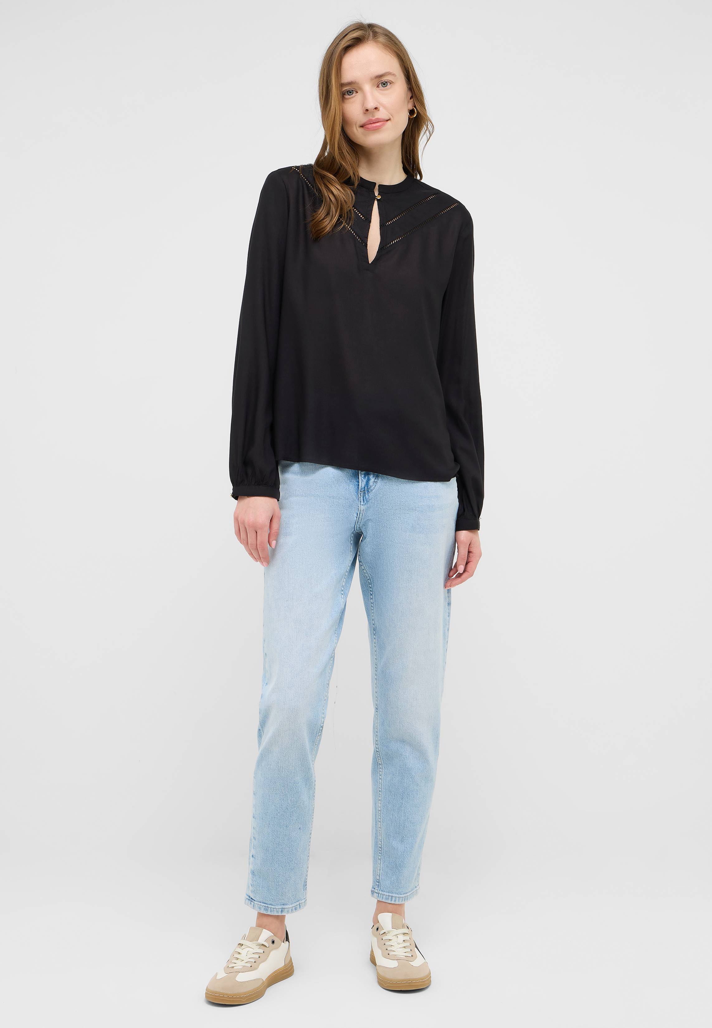 Hosen, Bluse, Langarm, Person, Jeans