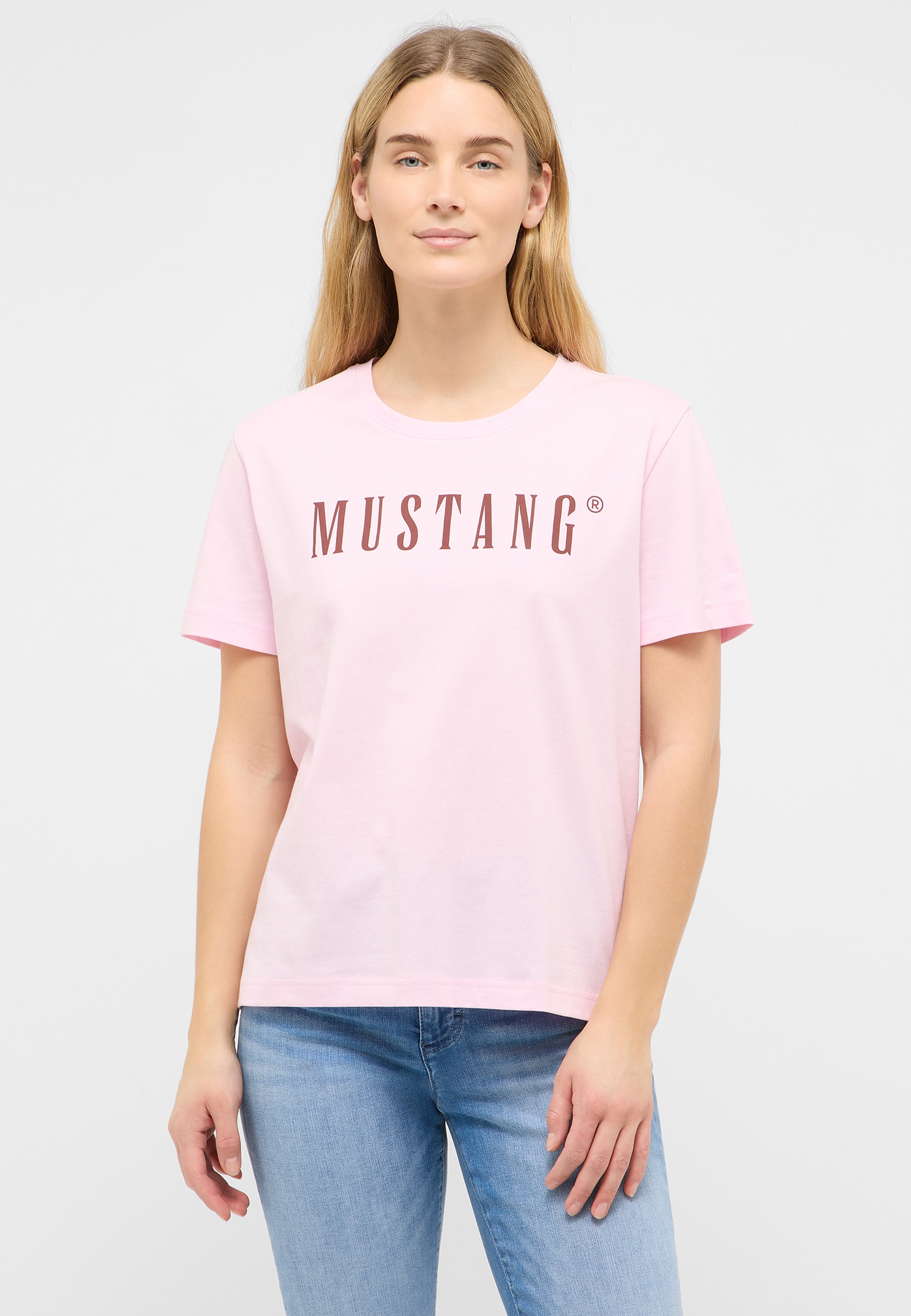 T-Shirt, Rundhals, Kurzarm, rosa, Mustang
