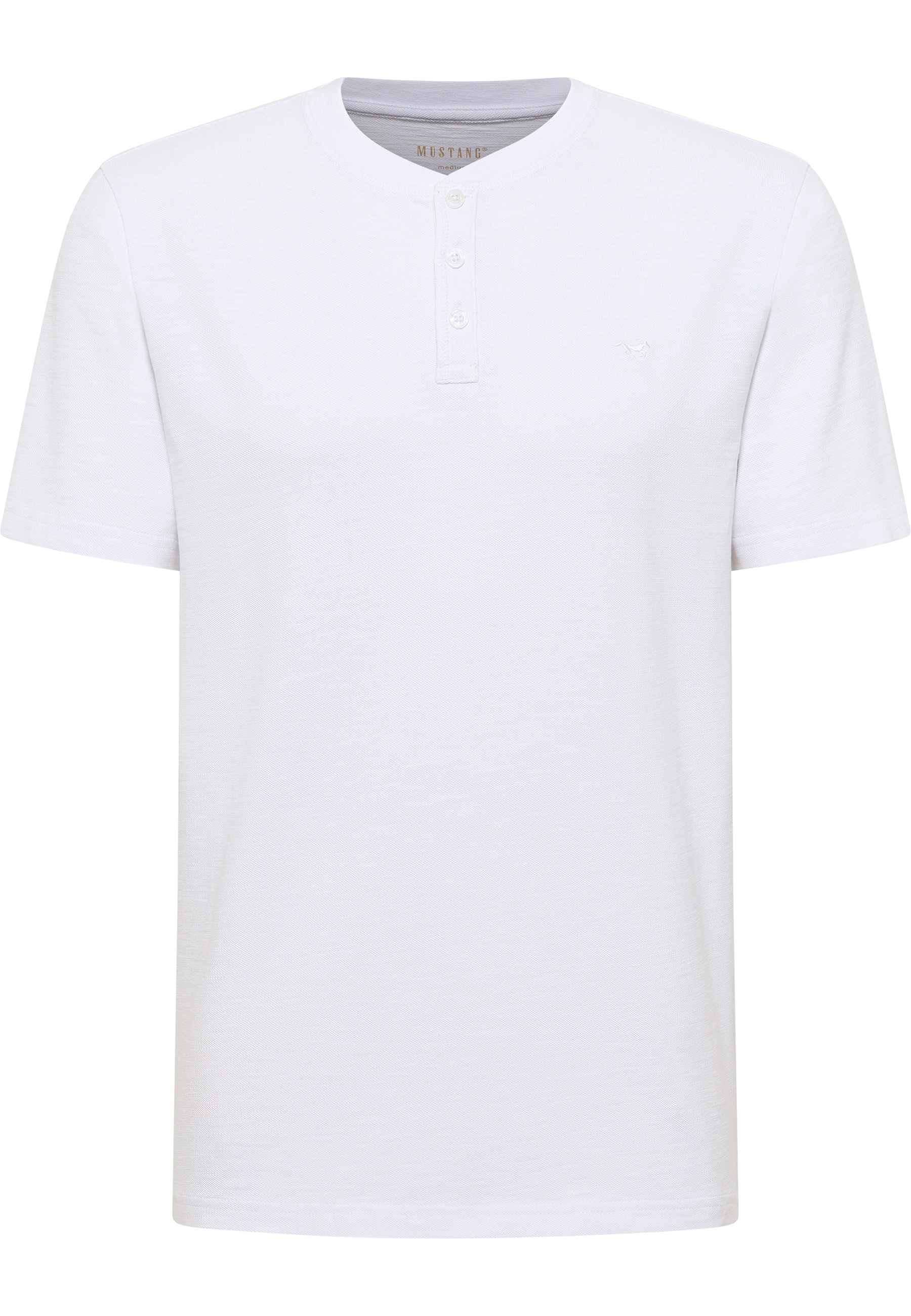 T-Shirt, Henley, Kurzarm, Weiß, Baumwolle