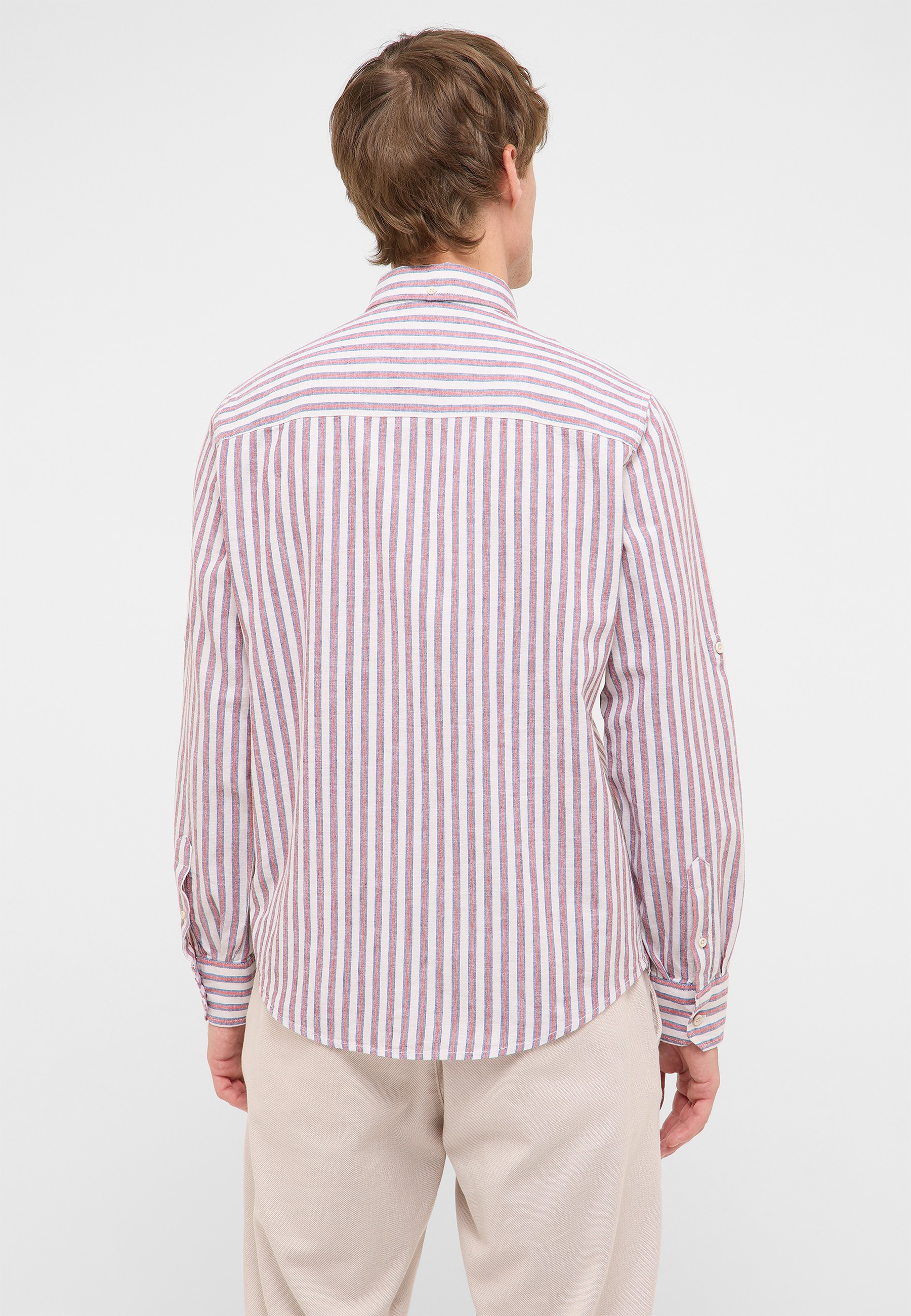 shirt, gestreift, Leinen, lila, Herren