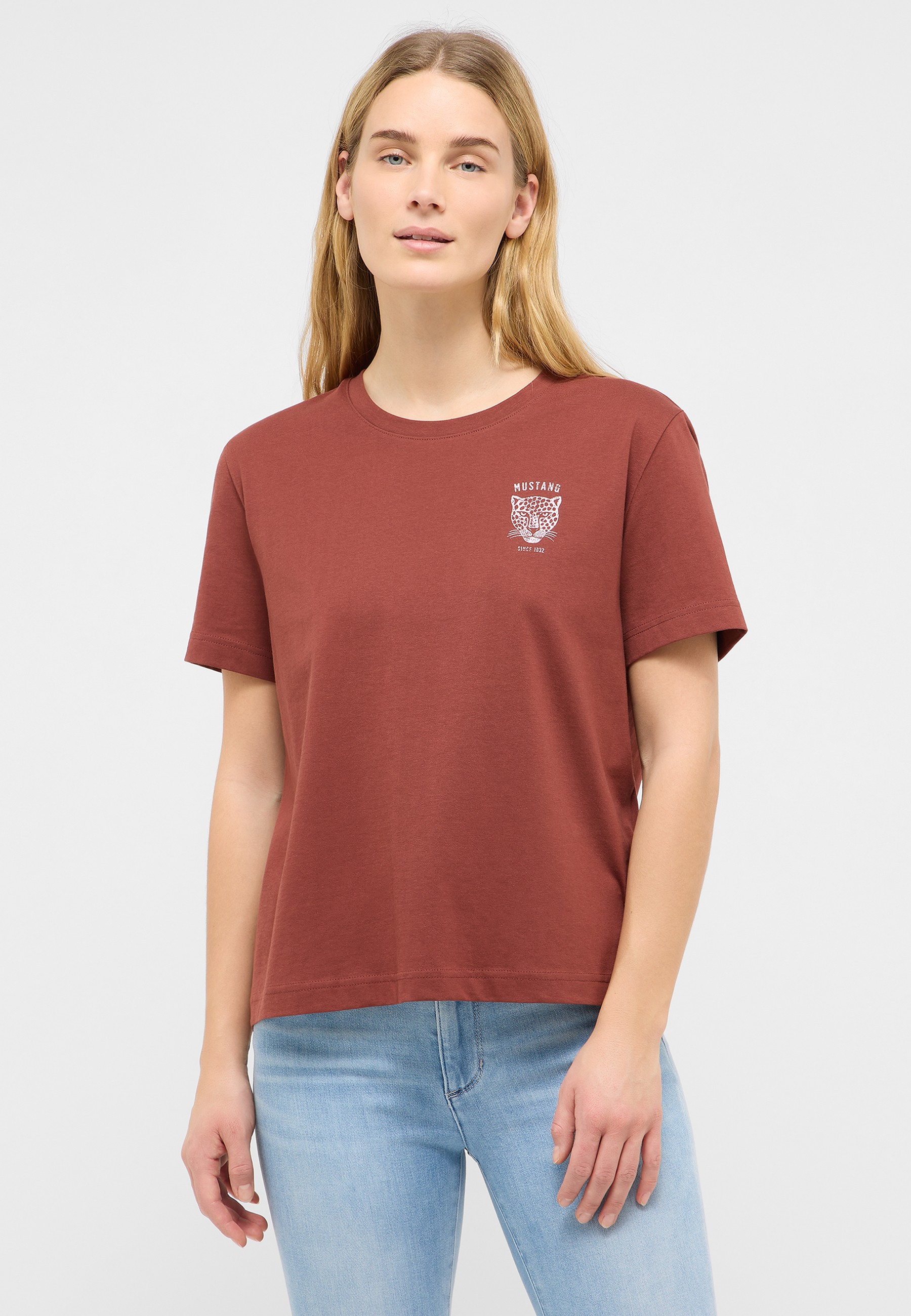 t-shirt, kurzarm, rust-farben, Logo-Druck, Baumwollmischung