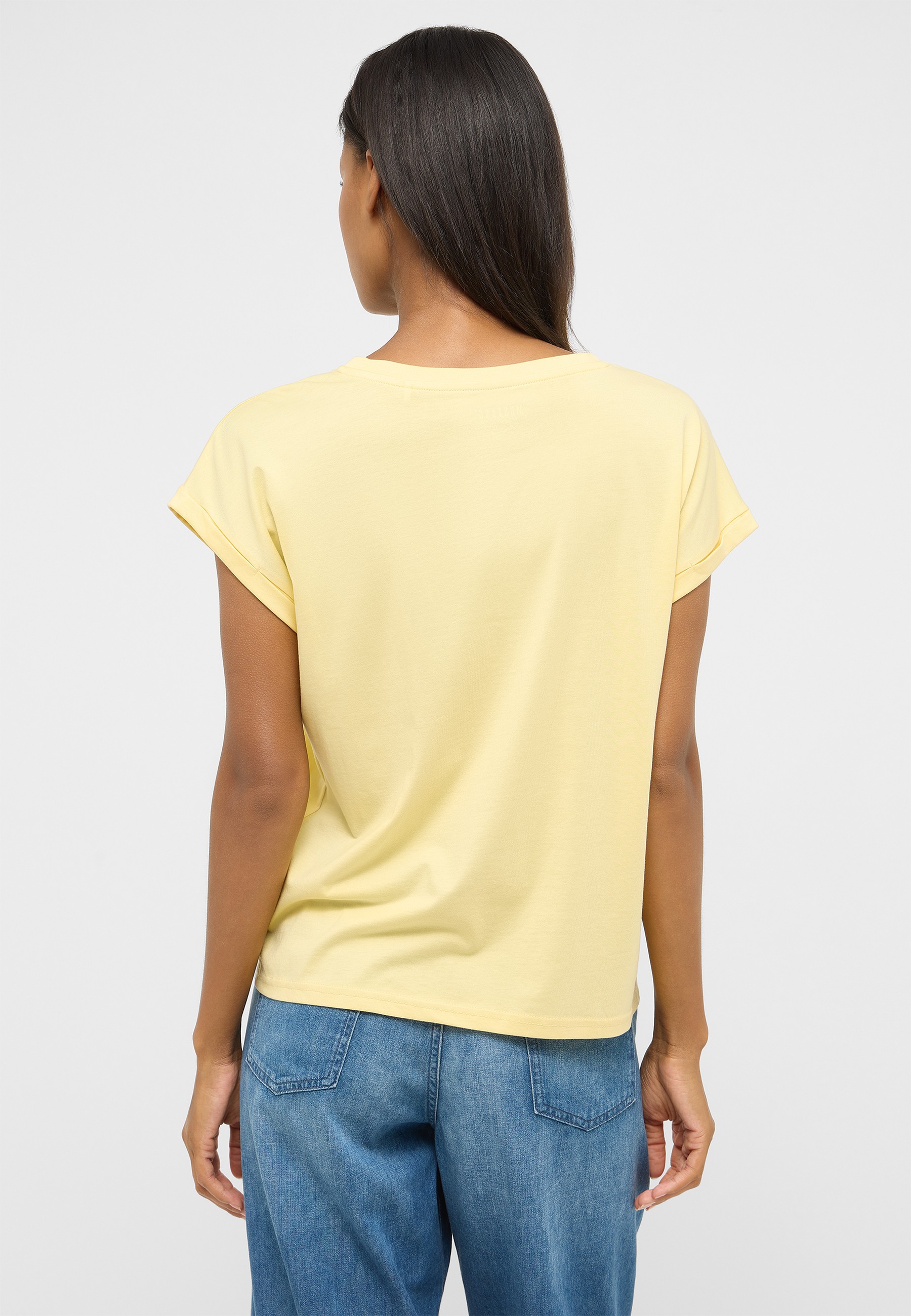 T-Shirt, Short sleeves, Yellow, Casual top, Back view