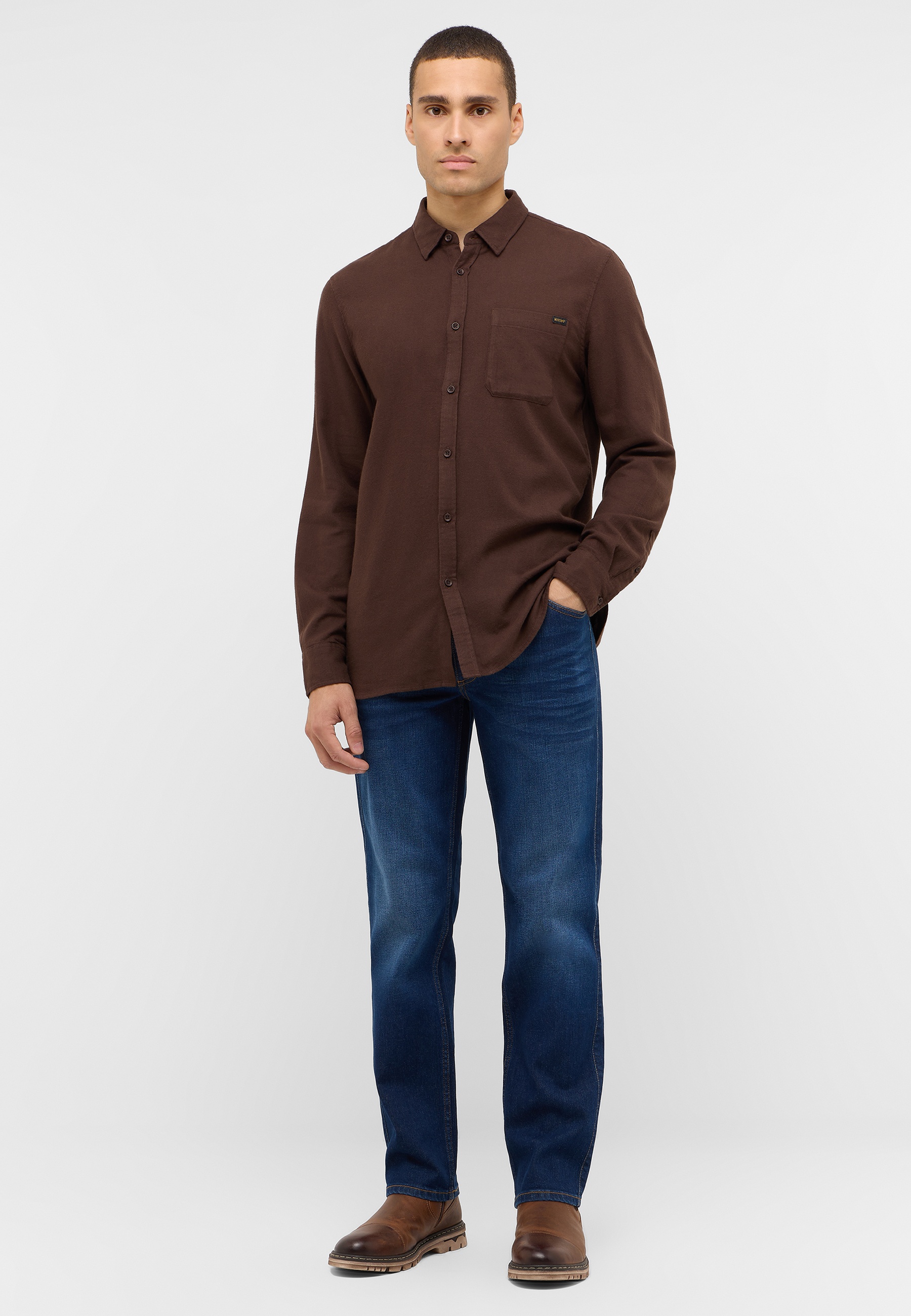 Hemd, Hosen, Langarm, Jeans, Person