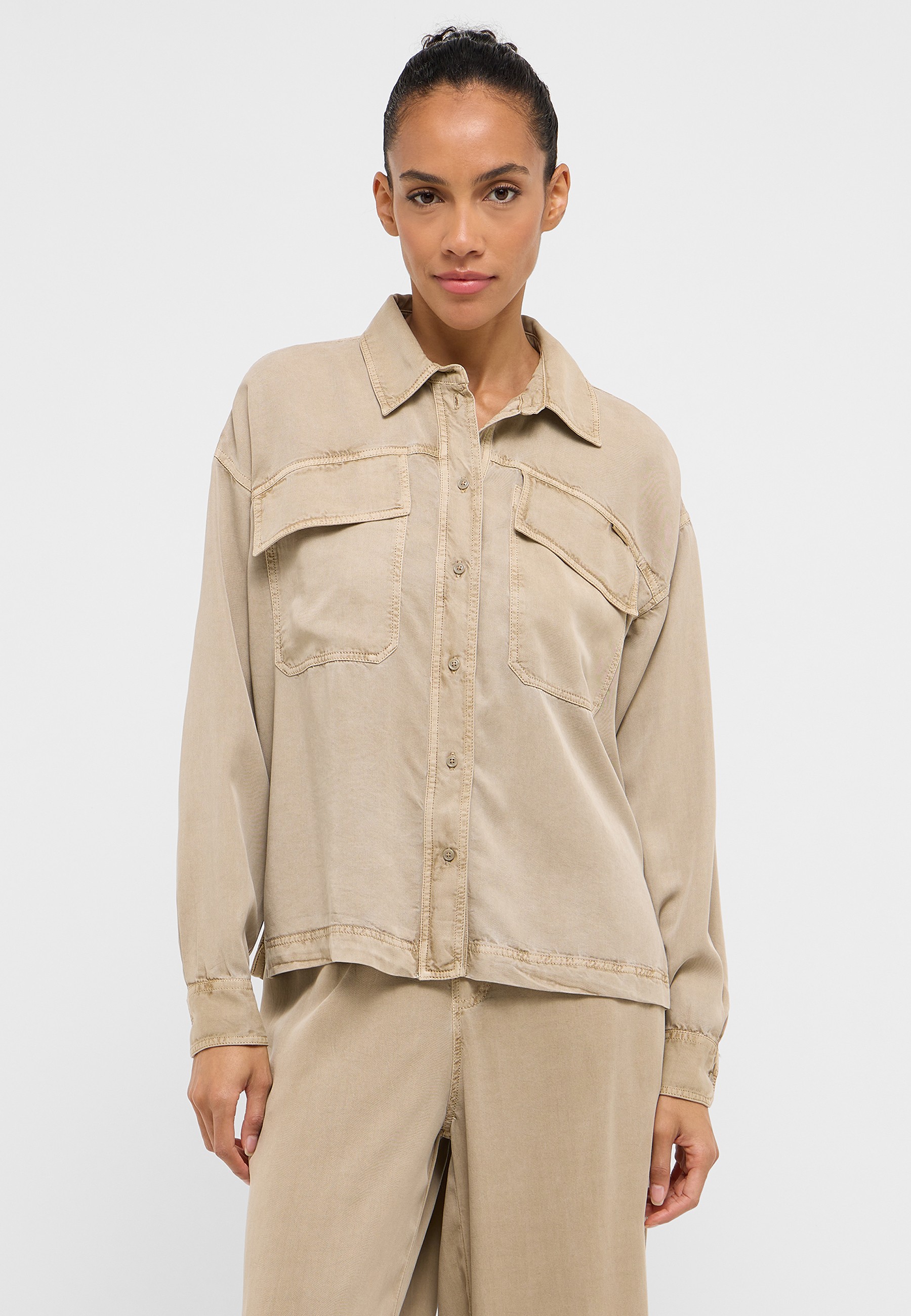 jacke, hemdenjacke, beige, pocket, knopfleiste