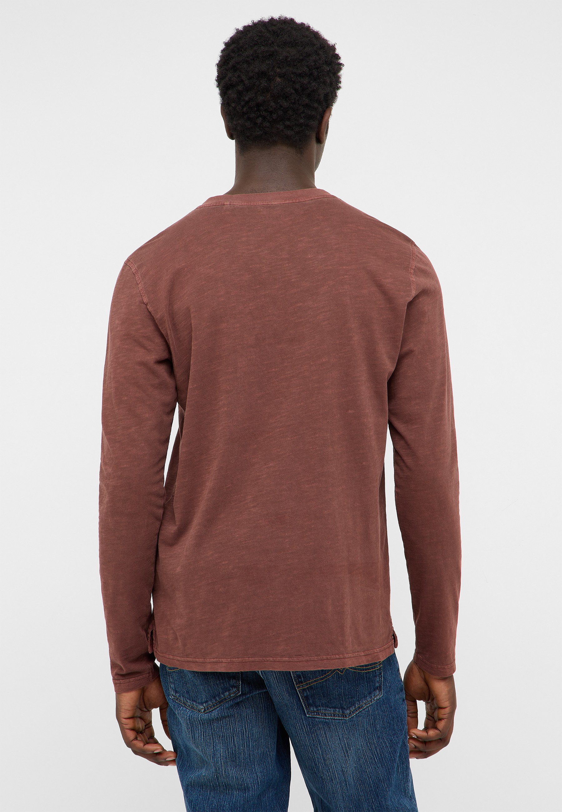 Langarmshirt, Rundhals, Baumwollshirt, wedges?, rustrot