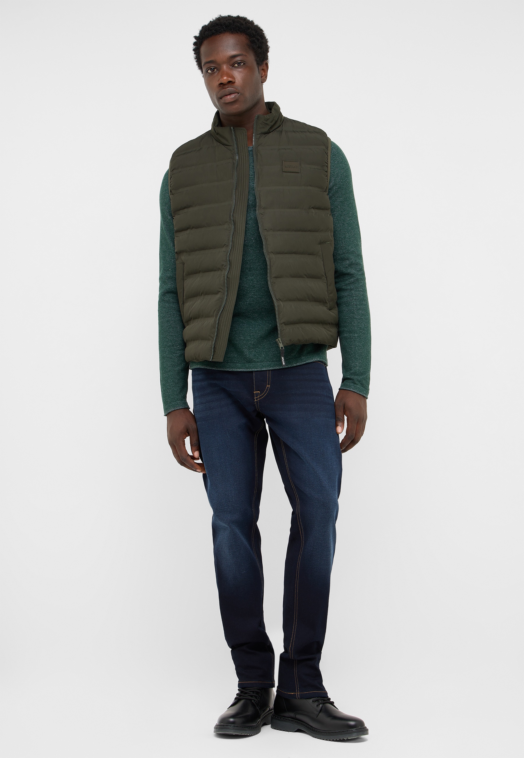 Pufferweste, Bodywarmer, Olivgrün, gesteppt, Reißverschluss