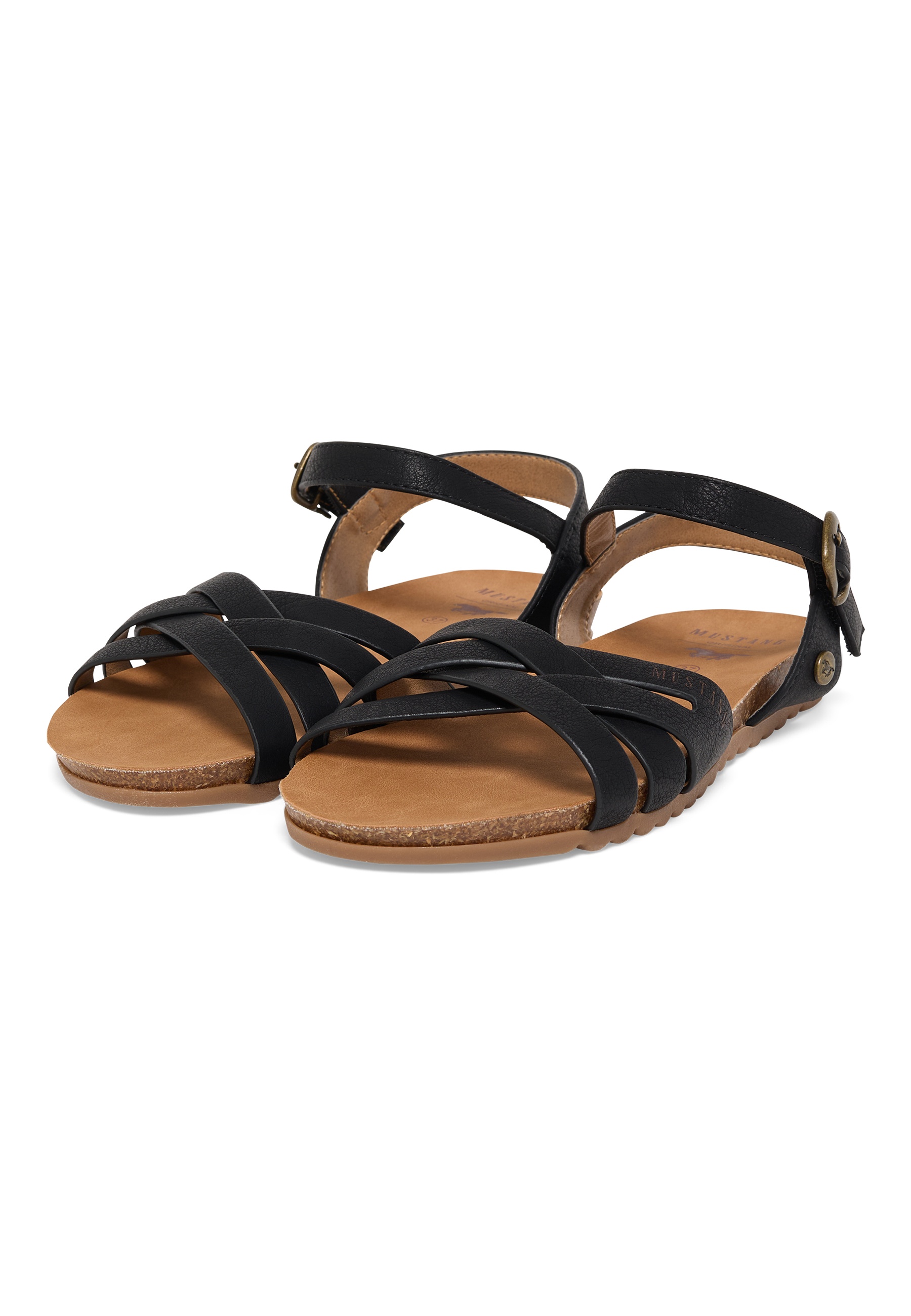 Sandalen, Sandaletten, Schwarz, Riemchen, Korksohle