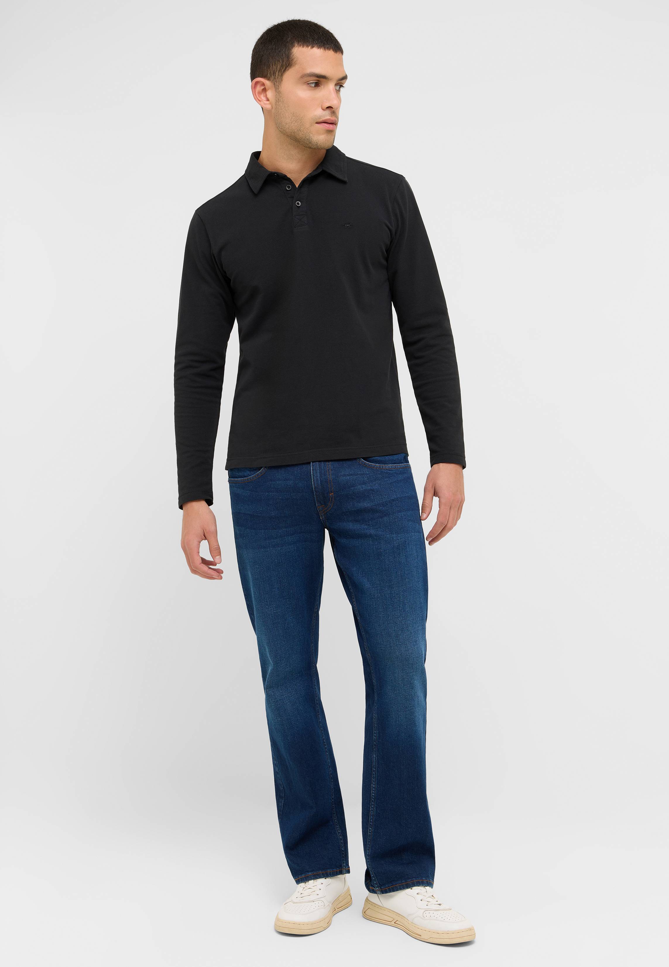 Hosen, Langarm, Hemd, Jeanshose, Person
