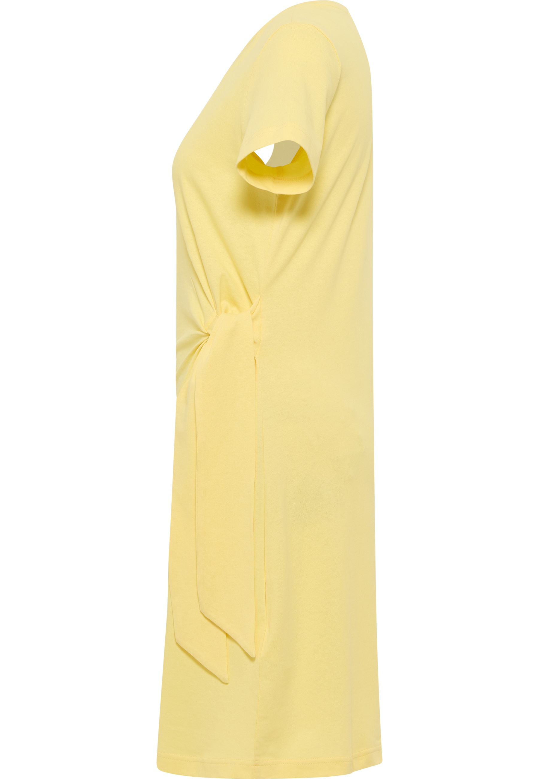 Kleid, Kurzarm, Knoten, unifarbig, Gelb
