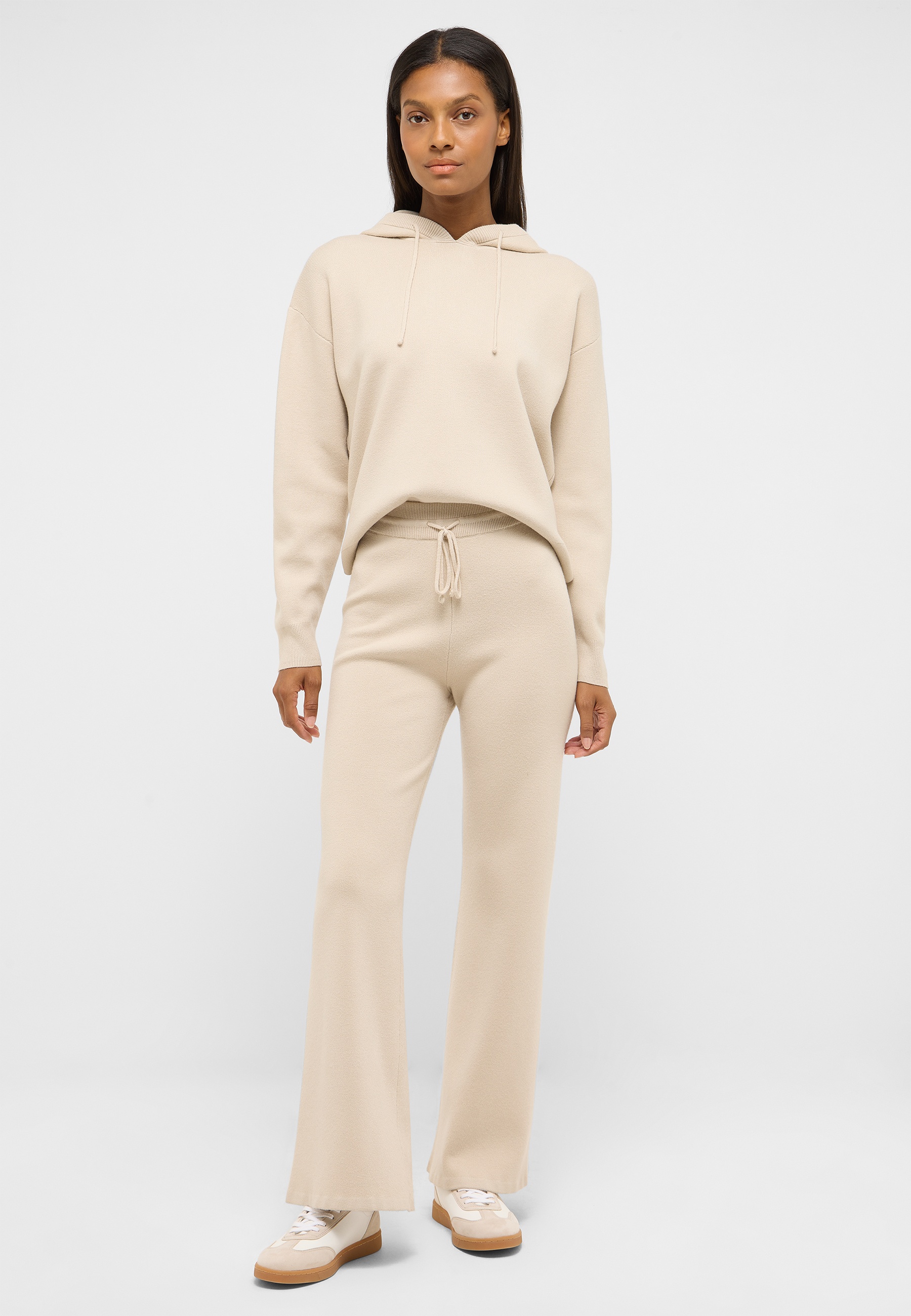 Hoodie, Sweatpants, Beige, Knitwear, Casual