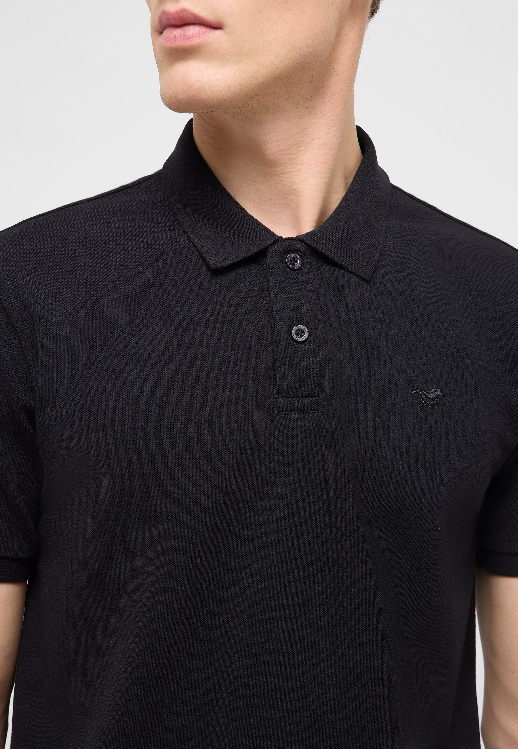 Polohemd, schwarz, Kurzarm, Polo mit Kragen, Textil-Polo