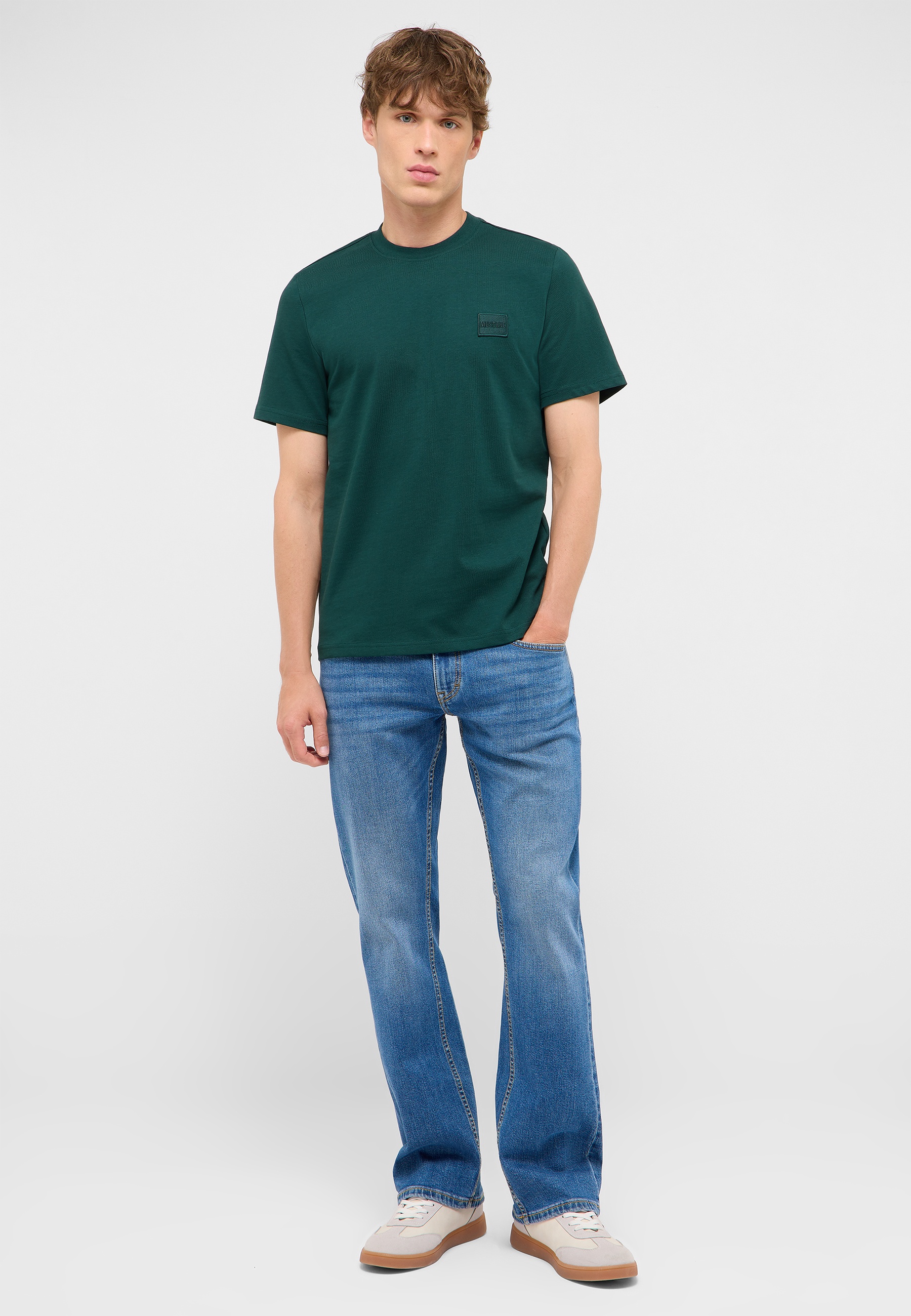 T-Shirt, Kurzarm, Unifarben, Grün, Casual