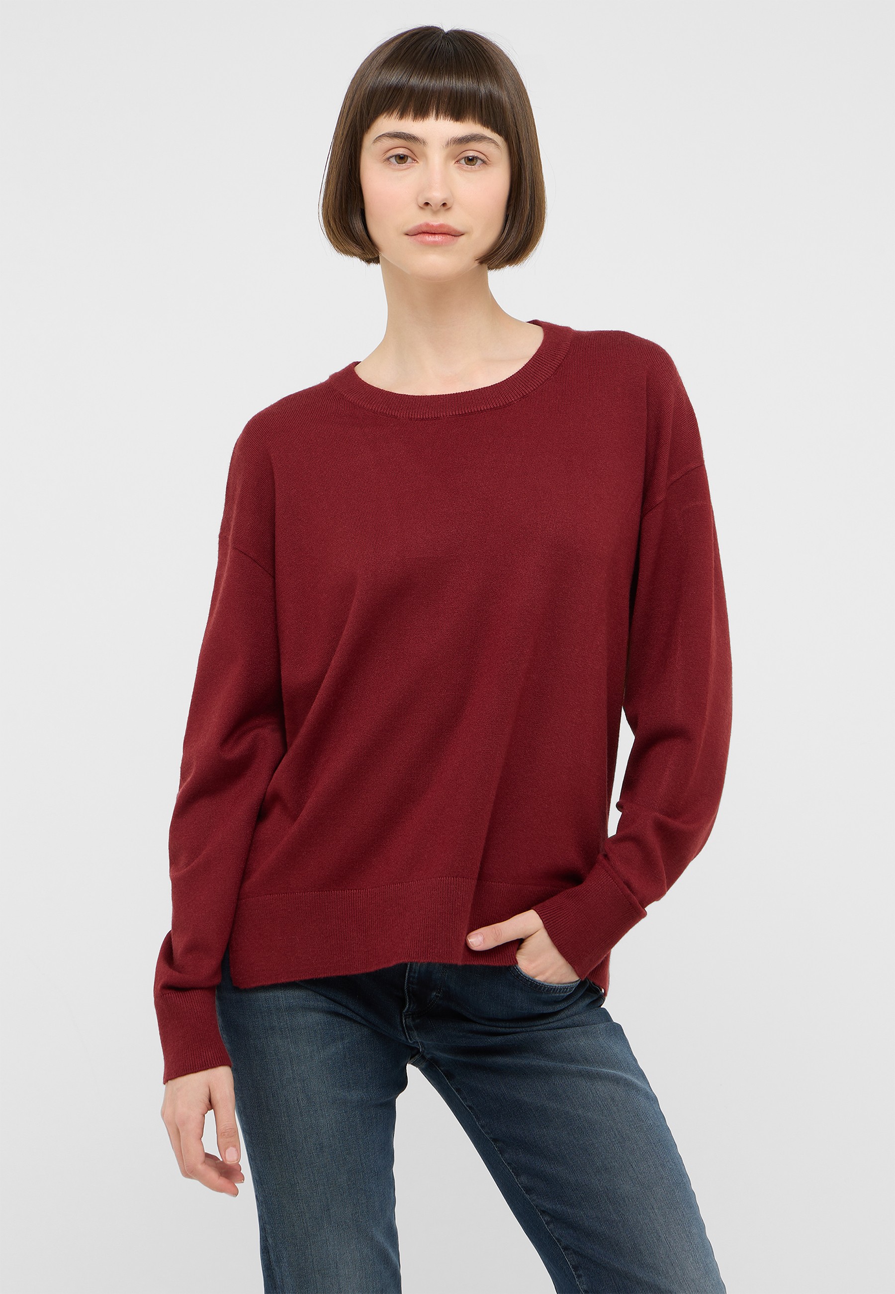 Pullover, Sweatshirt, Burgundy, Rundhalsausschnitt, Langarm