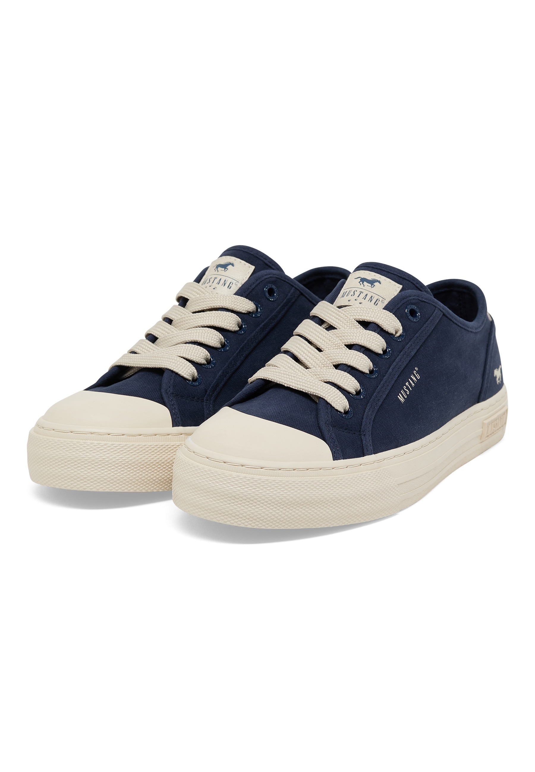 Sneaker, Canvas, Navy, Beige, Low-Top