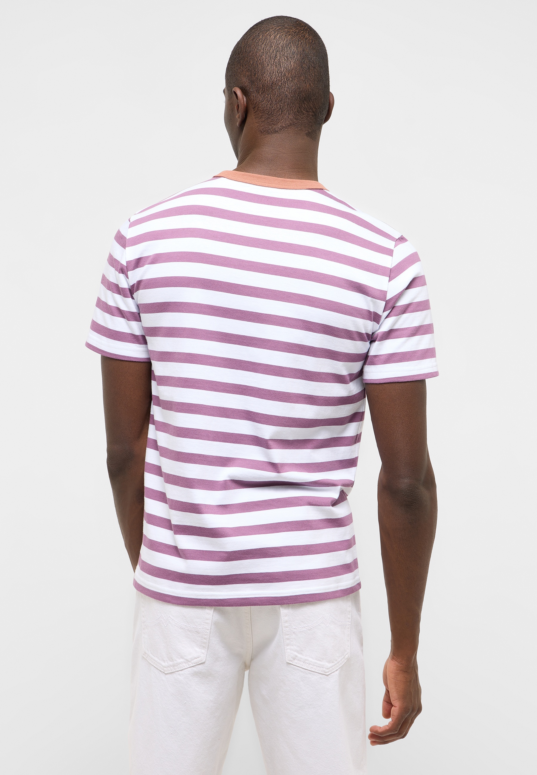 T-Shirt, Stripes, Lilac, Short sleeve, White