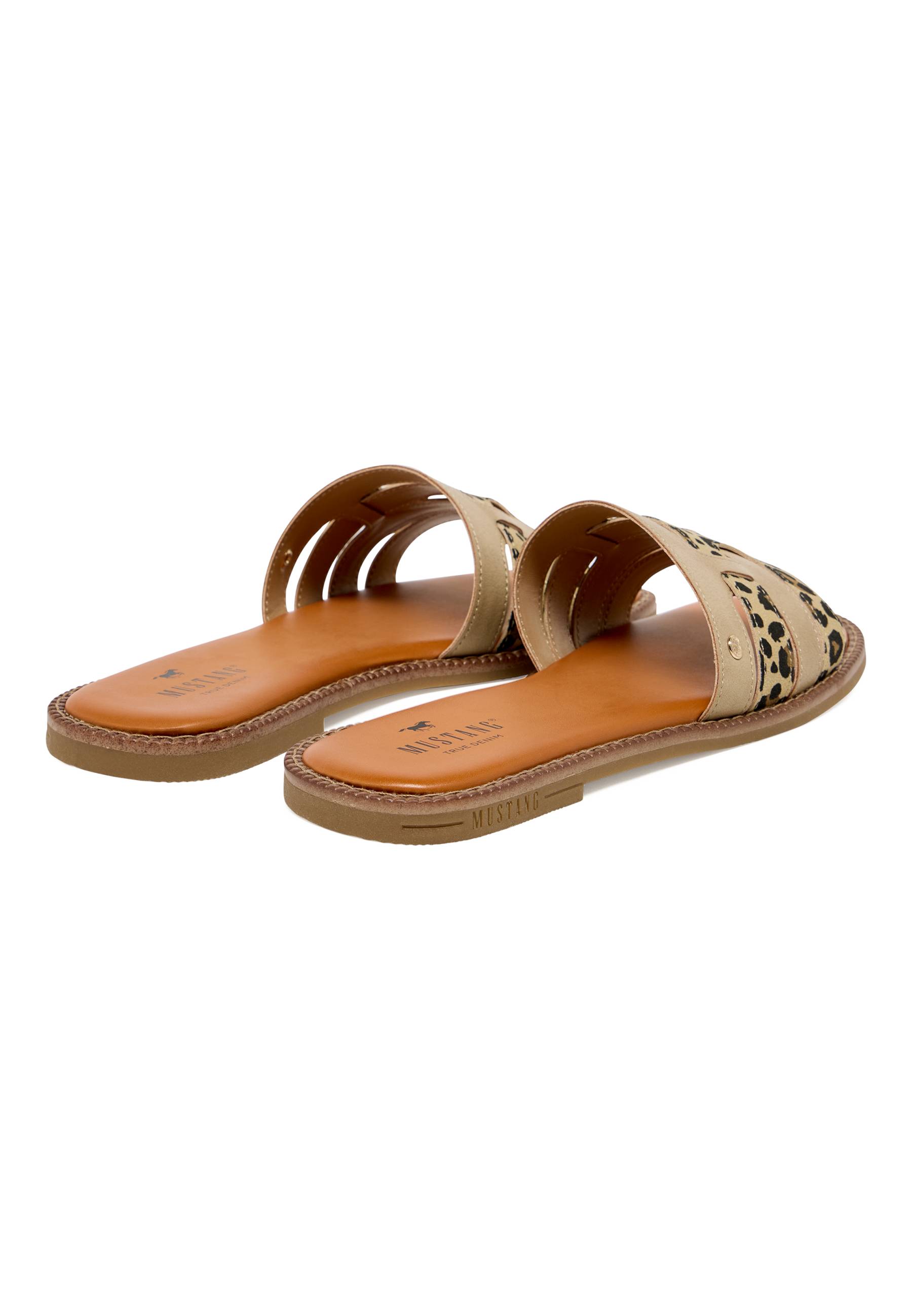 Sandalen, Beige, Leopardenmuster, Zweiband, Sohle