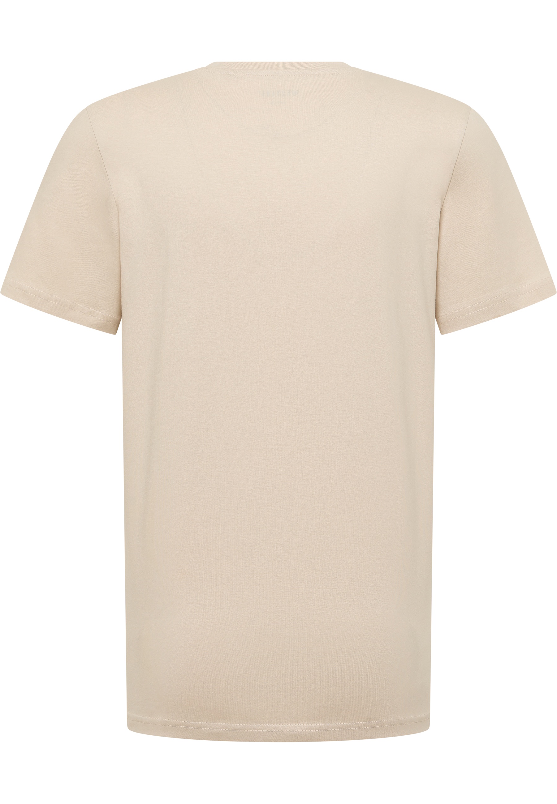 T-Shirt, Beige, Kurzarm, Rundhals, Baumwolle