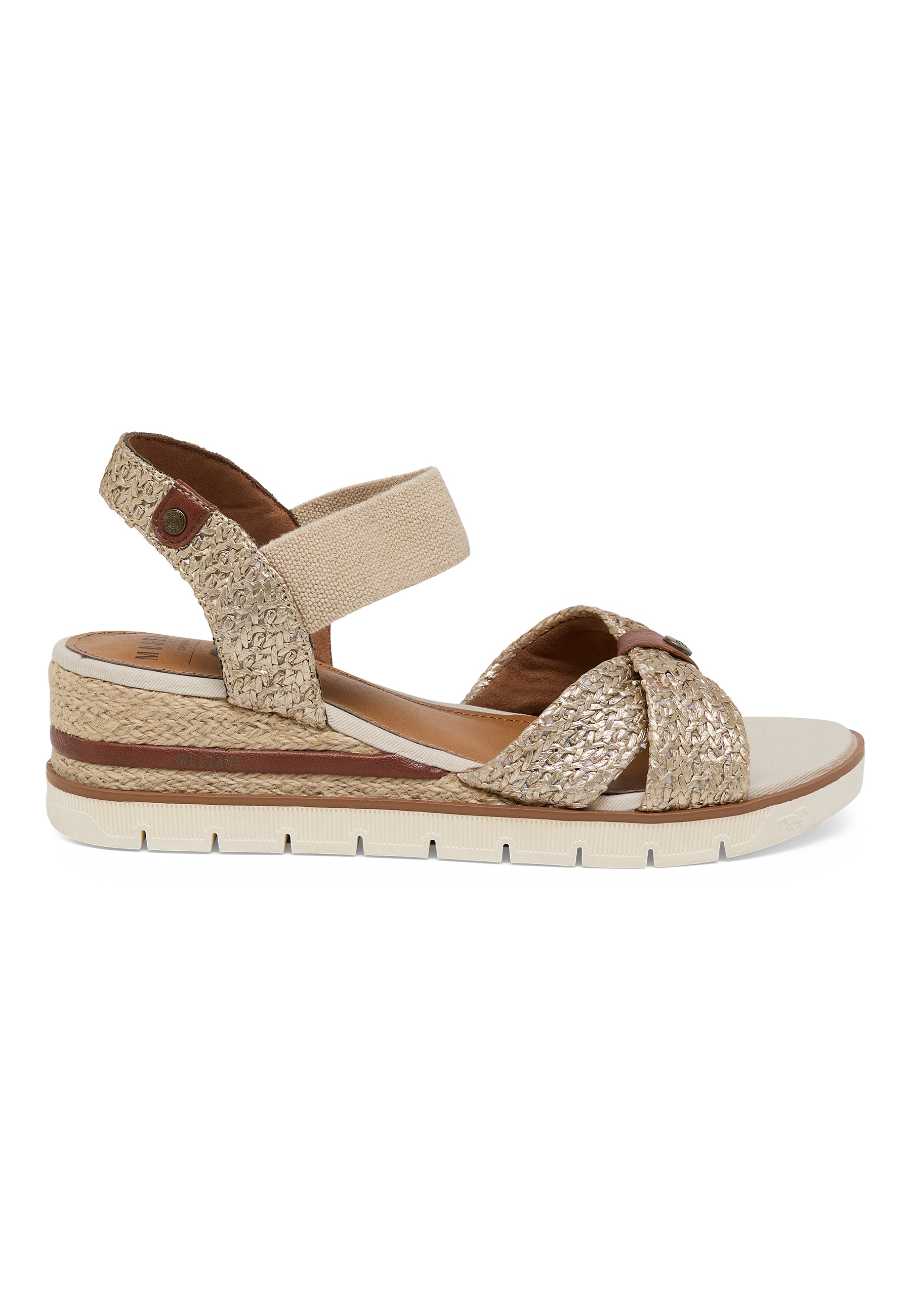 Sandalen, Strand/Alltag, Sandaletten, Riemchen, Stroh-Optik