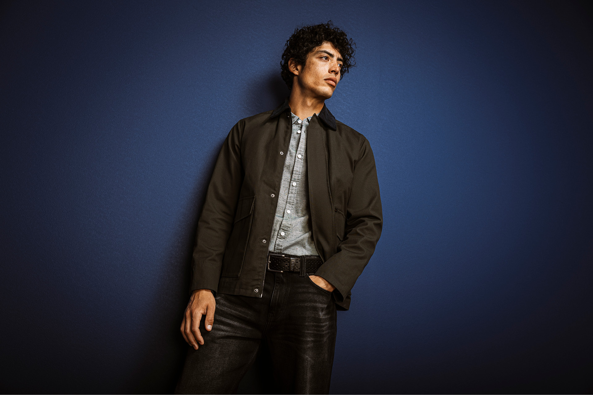 Jacke, Hemd, Jeans, Knopf, Kragen