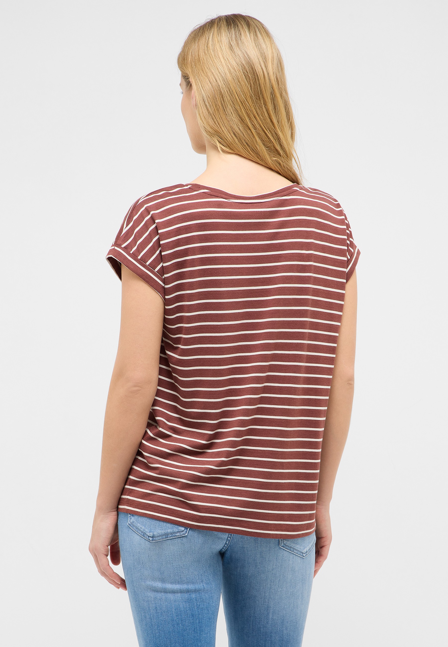 Strickshirt, Streifen, KurzArm, Rückenansicht, Weißer Streifen