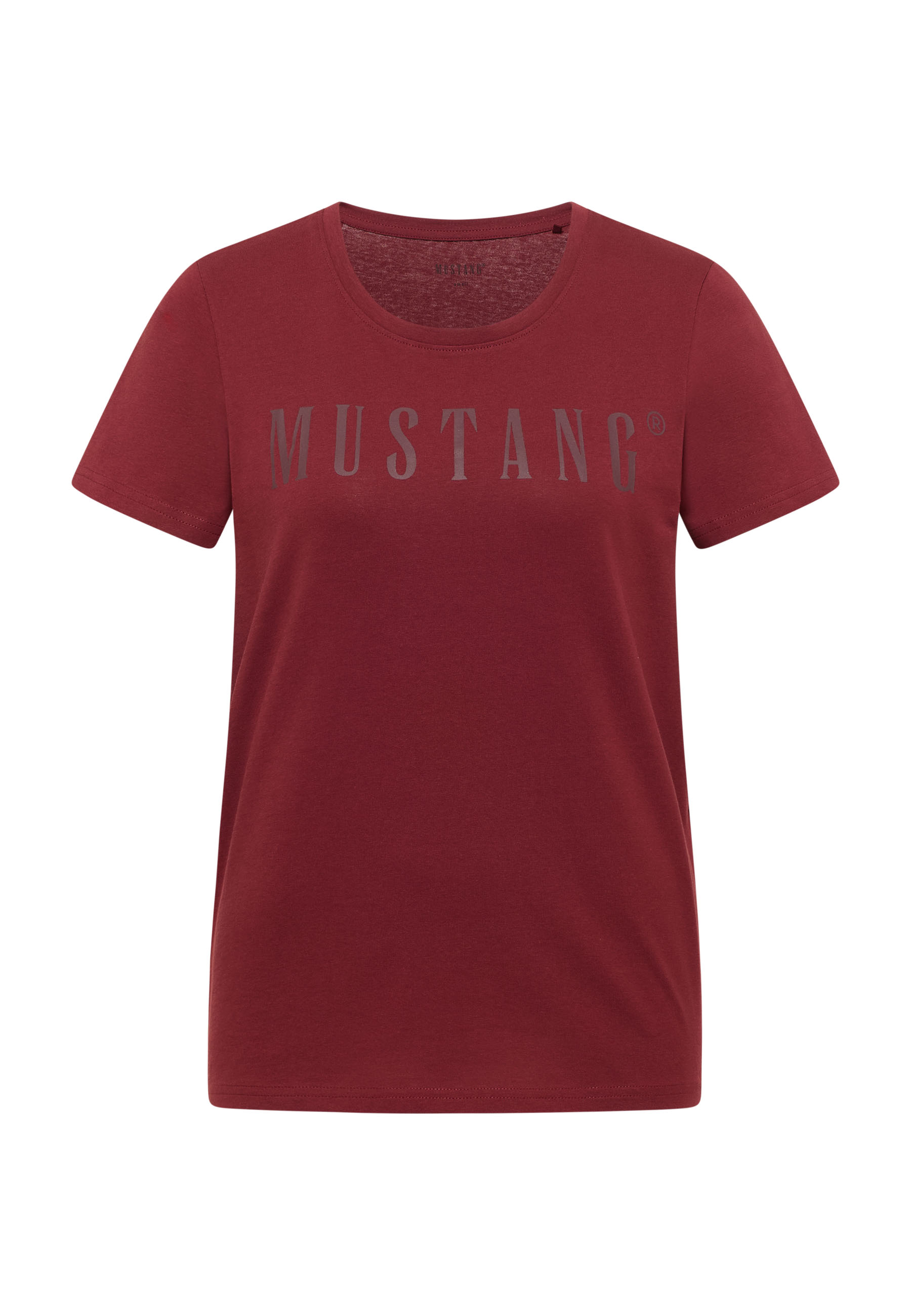 T-Shirt, Mustang, Bordeauxrot, Kurzarm, Bedruckt