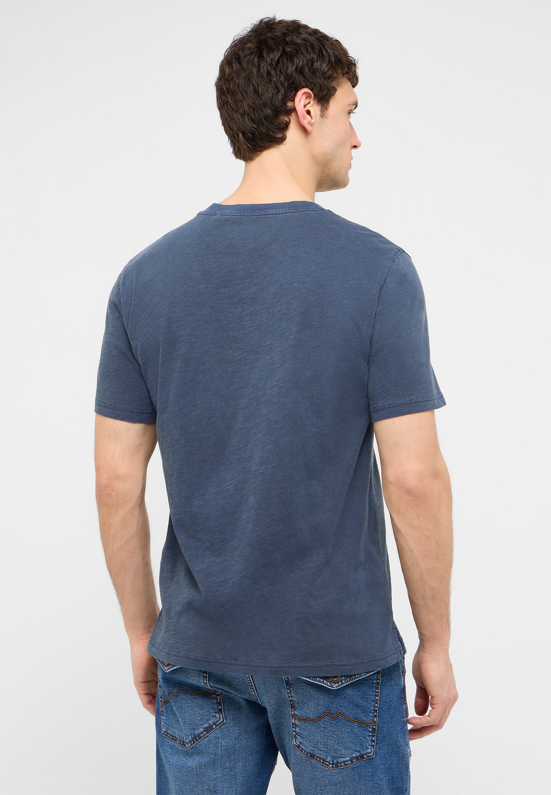 T-Shirt, Kurzarm, Rundhals, Baumwolle, Uni-Blue