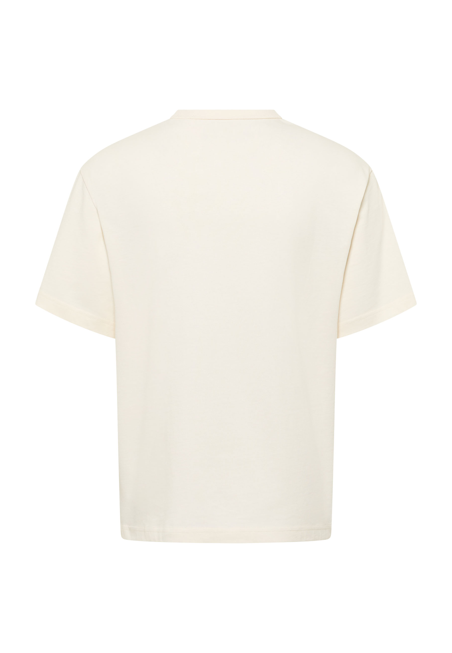 T-Shirt, Kurzarm, Creme, Unifarben, Kragenlos