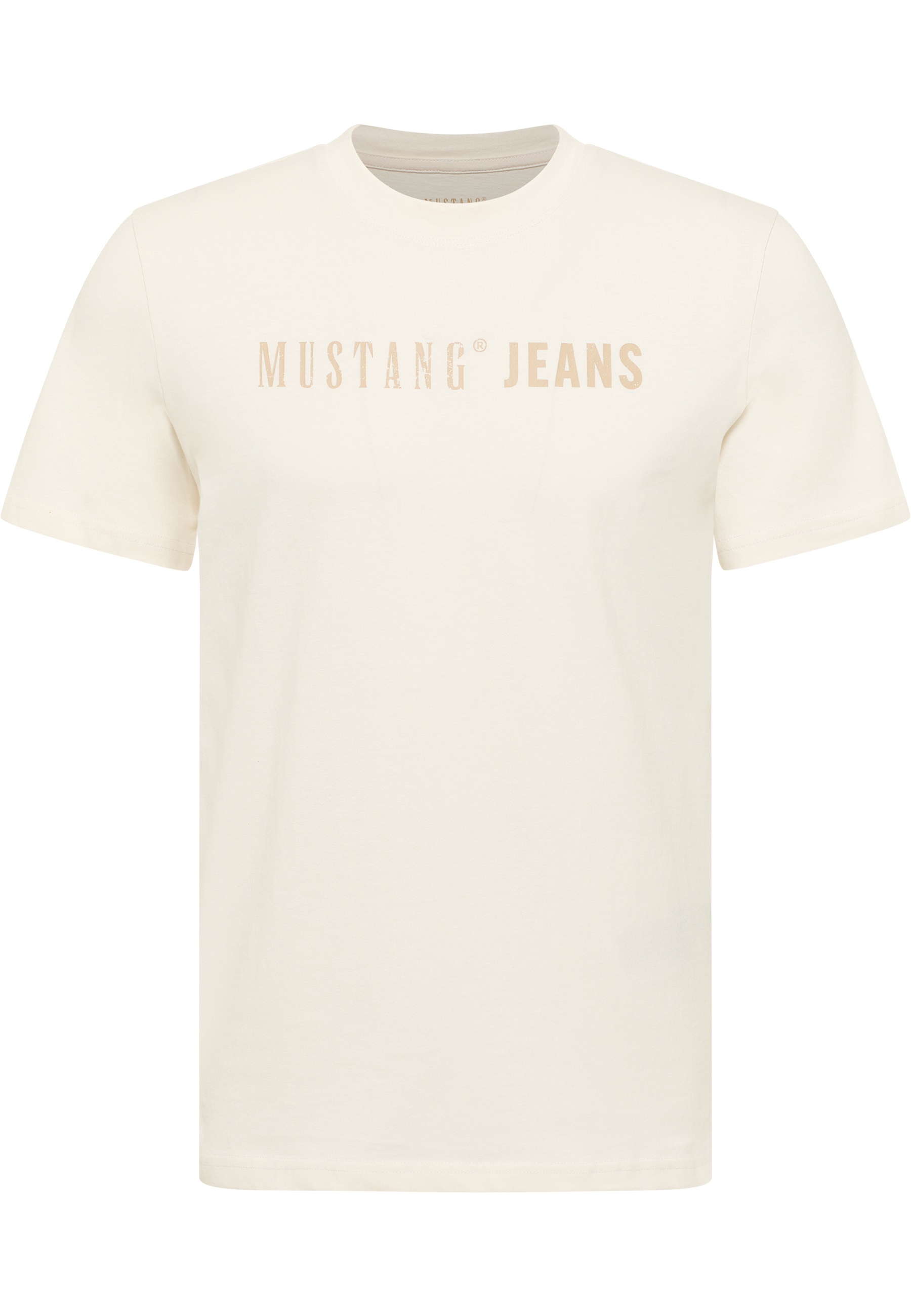 T-Shirt, Kurzarm, Beige, Mustang Jeans Logo, Stoff
