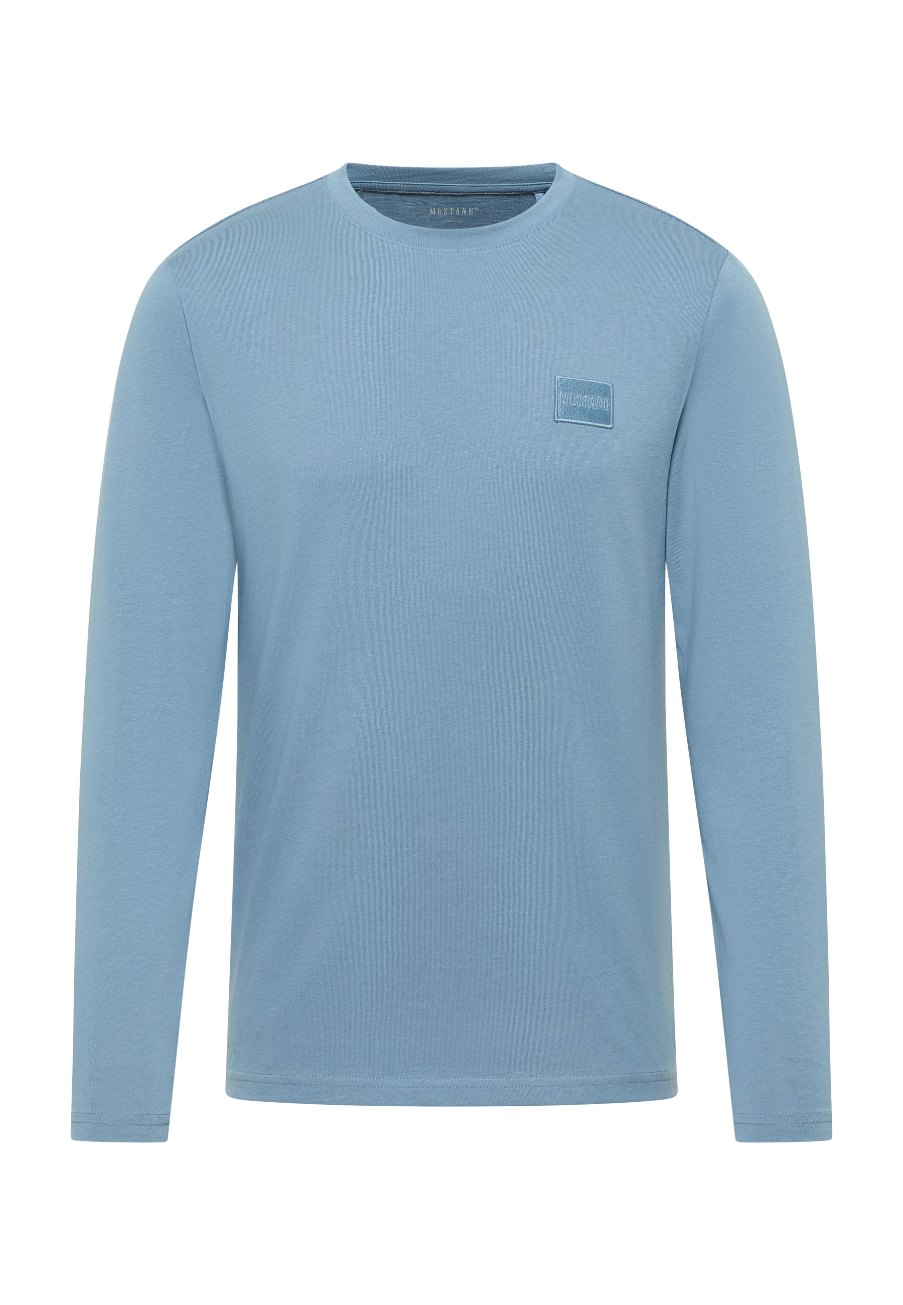 Langarmshirt, Rundhals, Hellblau, Plain, Kleines Logo