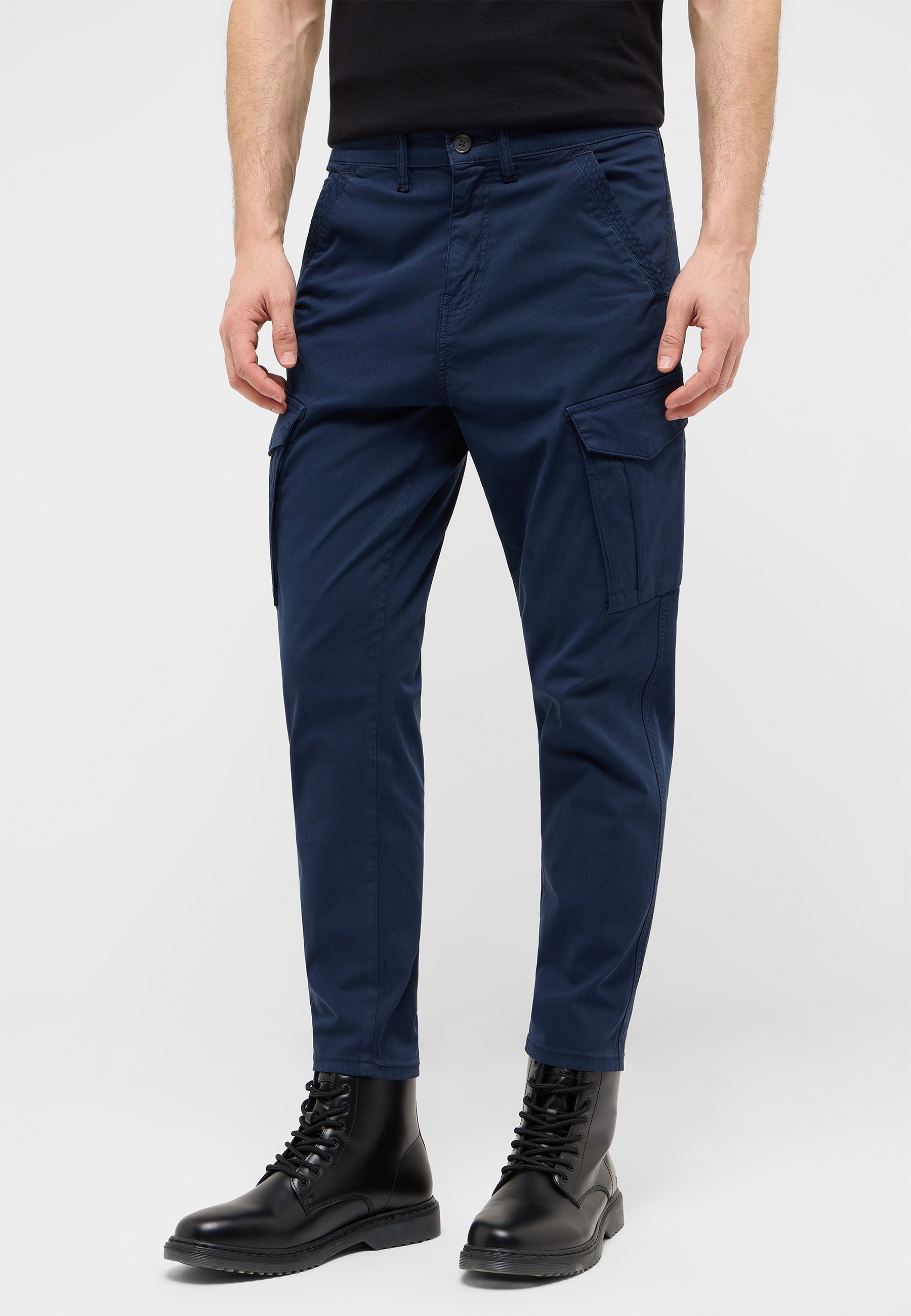 hose, Cargohose, Navy, Knöchellang, Seitentaschen
