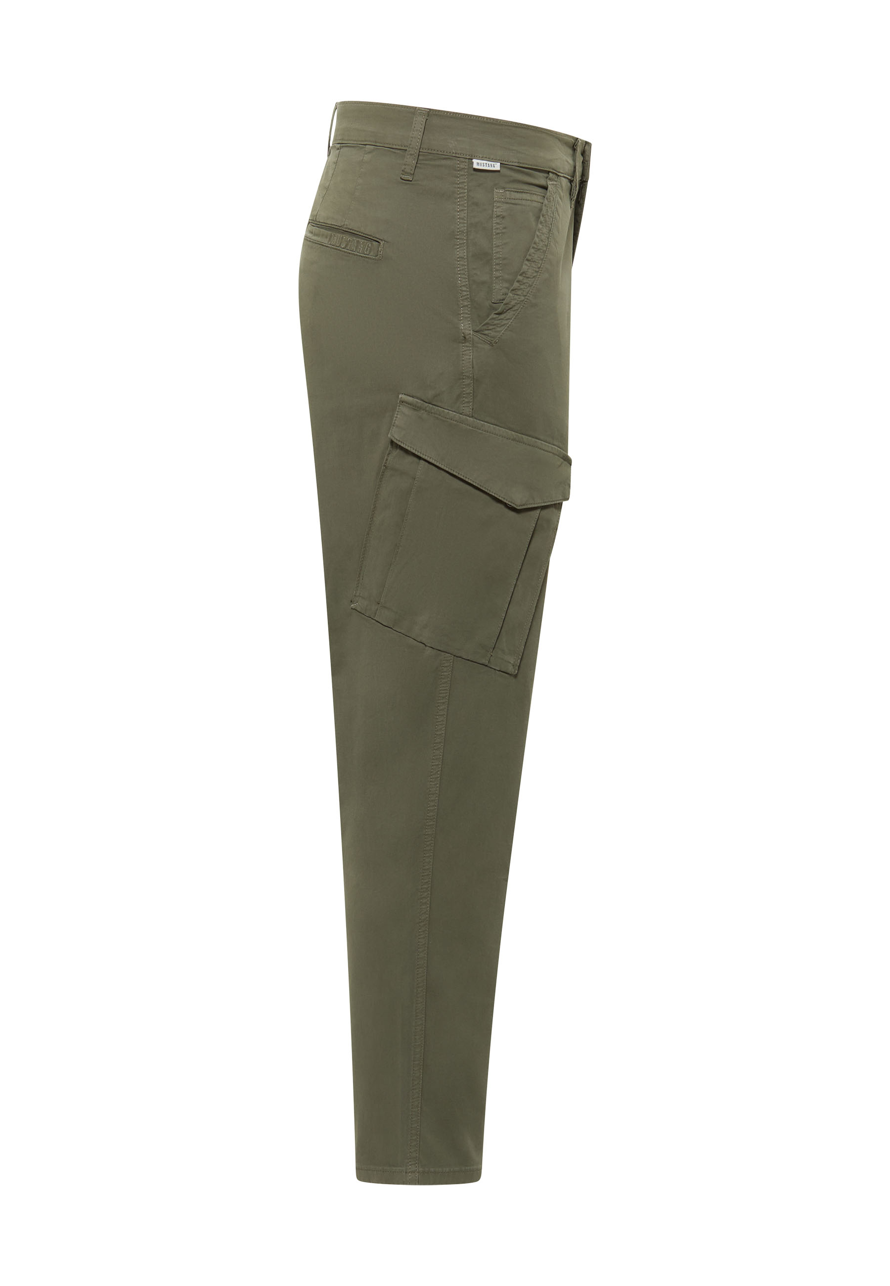 Chinohose, Cargo-Hose, Olivegrün, Seitentaschen, Slim Fit