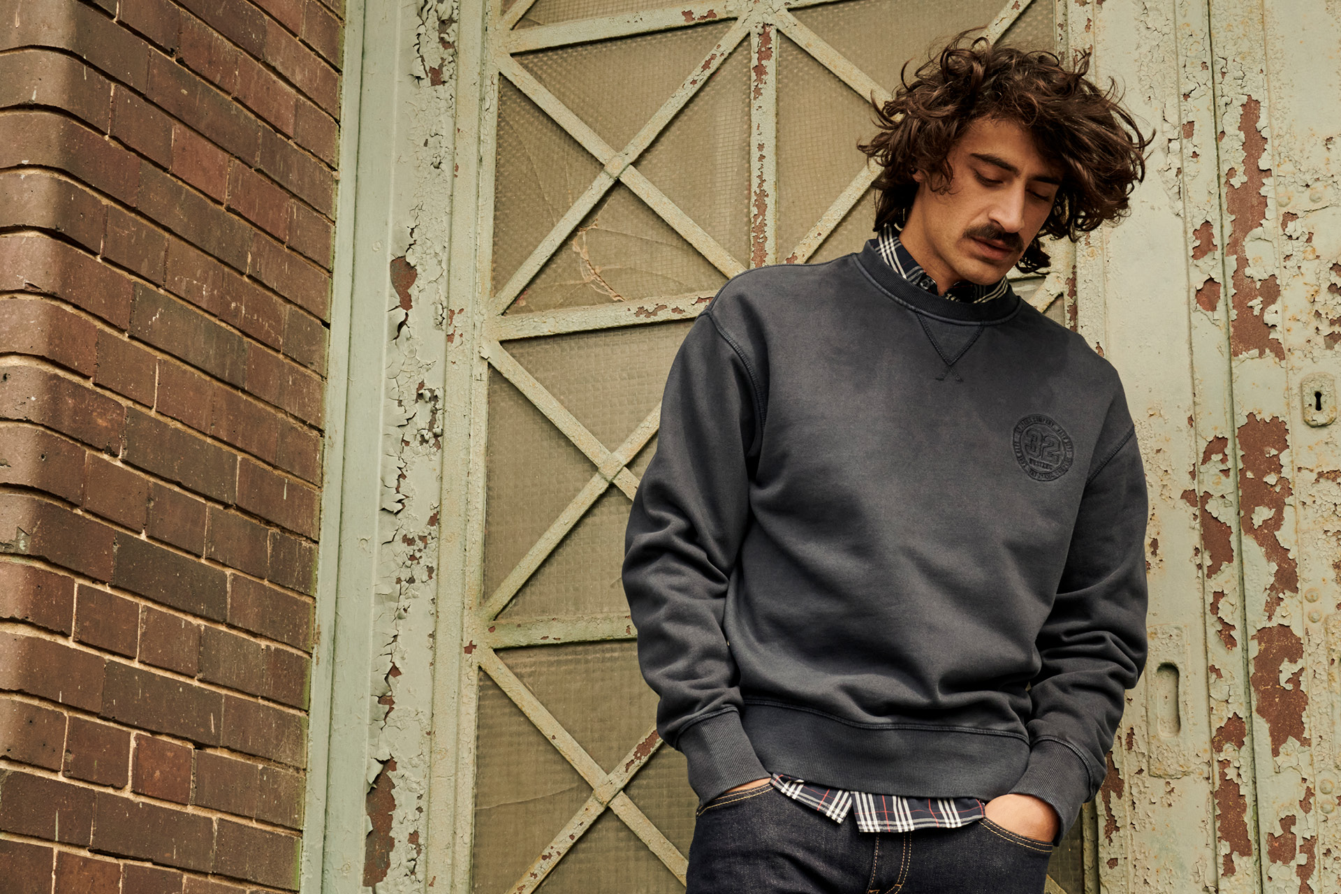 Pulli, Sweatshirt, Langarm, Hosen, Backstein