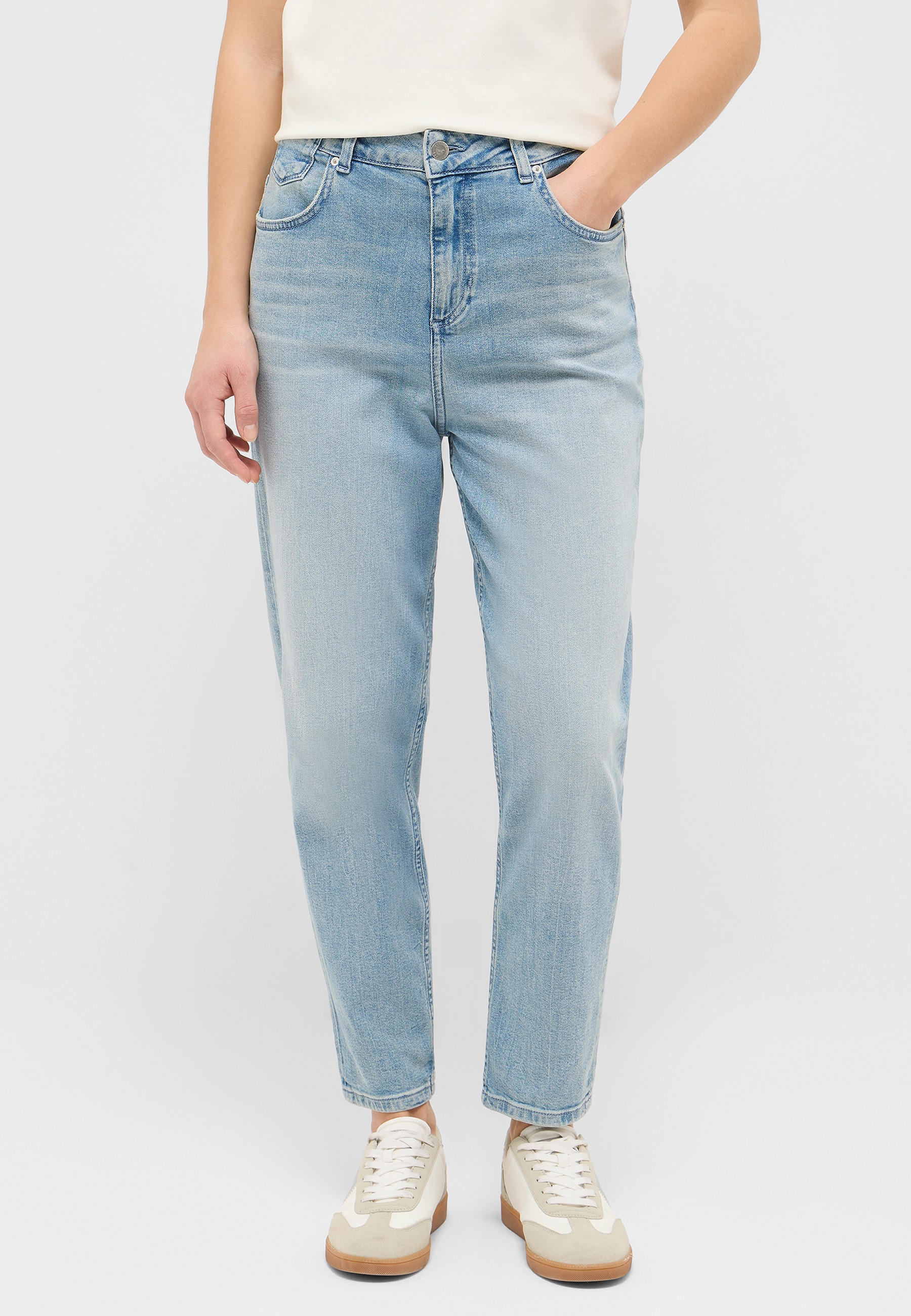 Jeans, Leichte Waschwäsche, Straight leg, Fünf-Takt, Mittlerer Bund