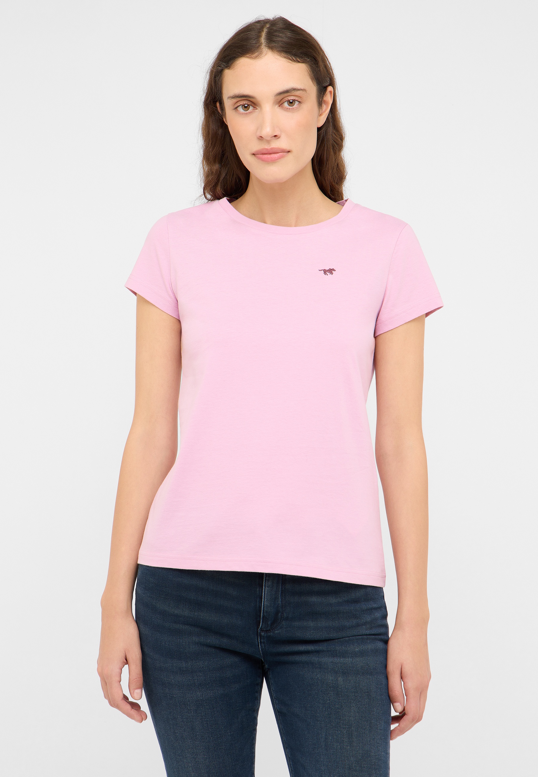 t-shirt, pink, kurzarm, rundhalsausschnitt, logo
