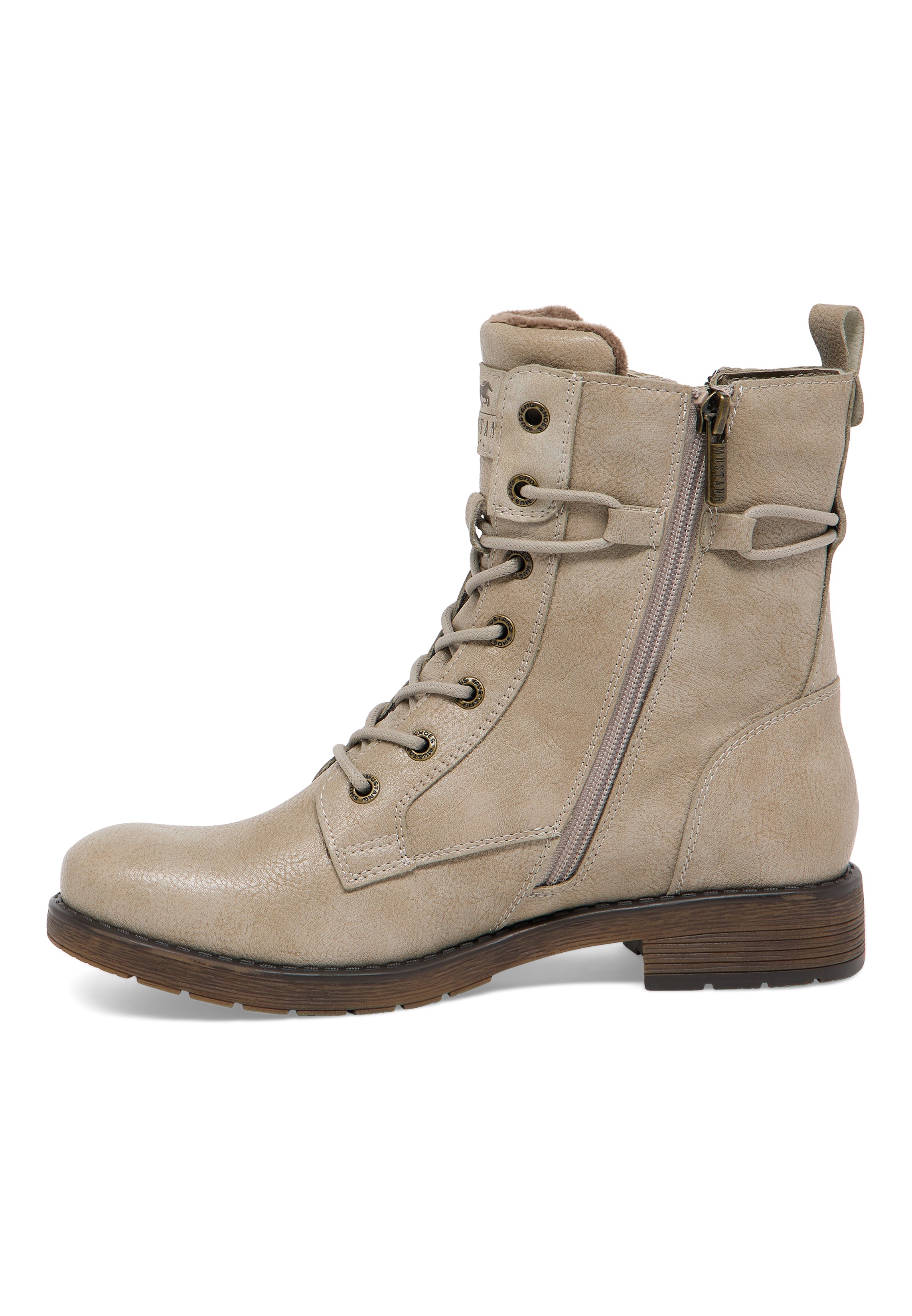 Stiefel, Stiefeletten, Beige, Lederoptik, Gummisohle