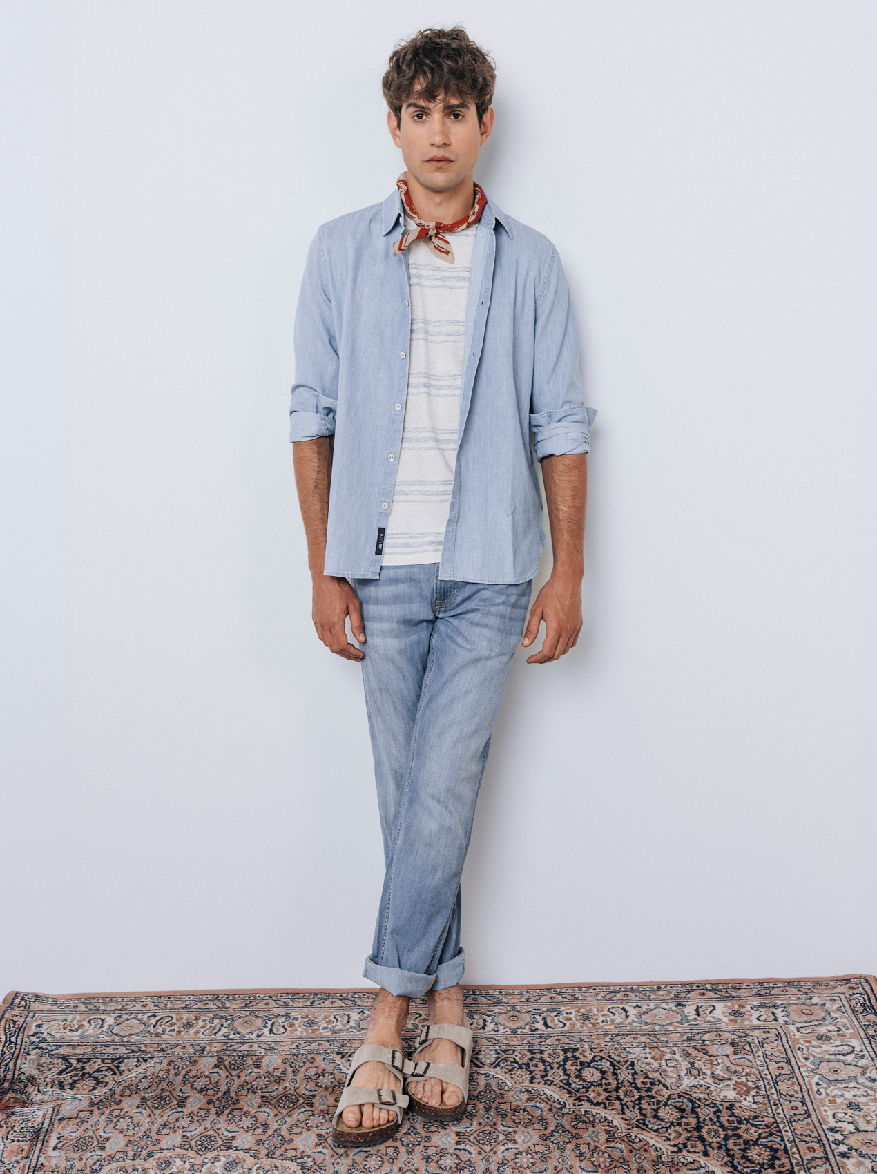 menswear, casual, hellblau, Leinenhemd, schal