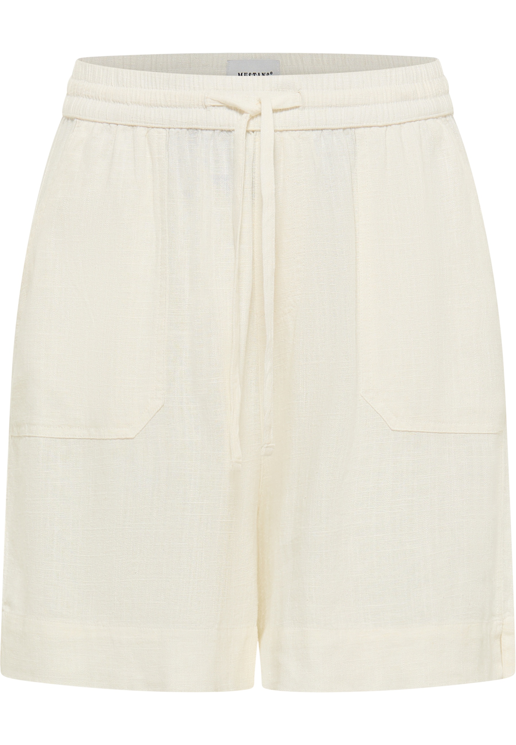 Shorts, Leinen, Beige, Einfarbig, Kordelzug