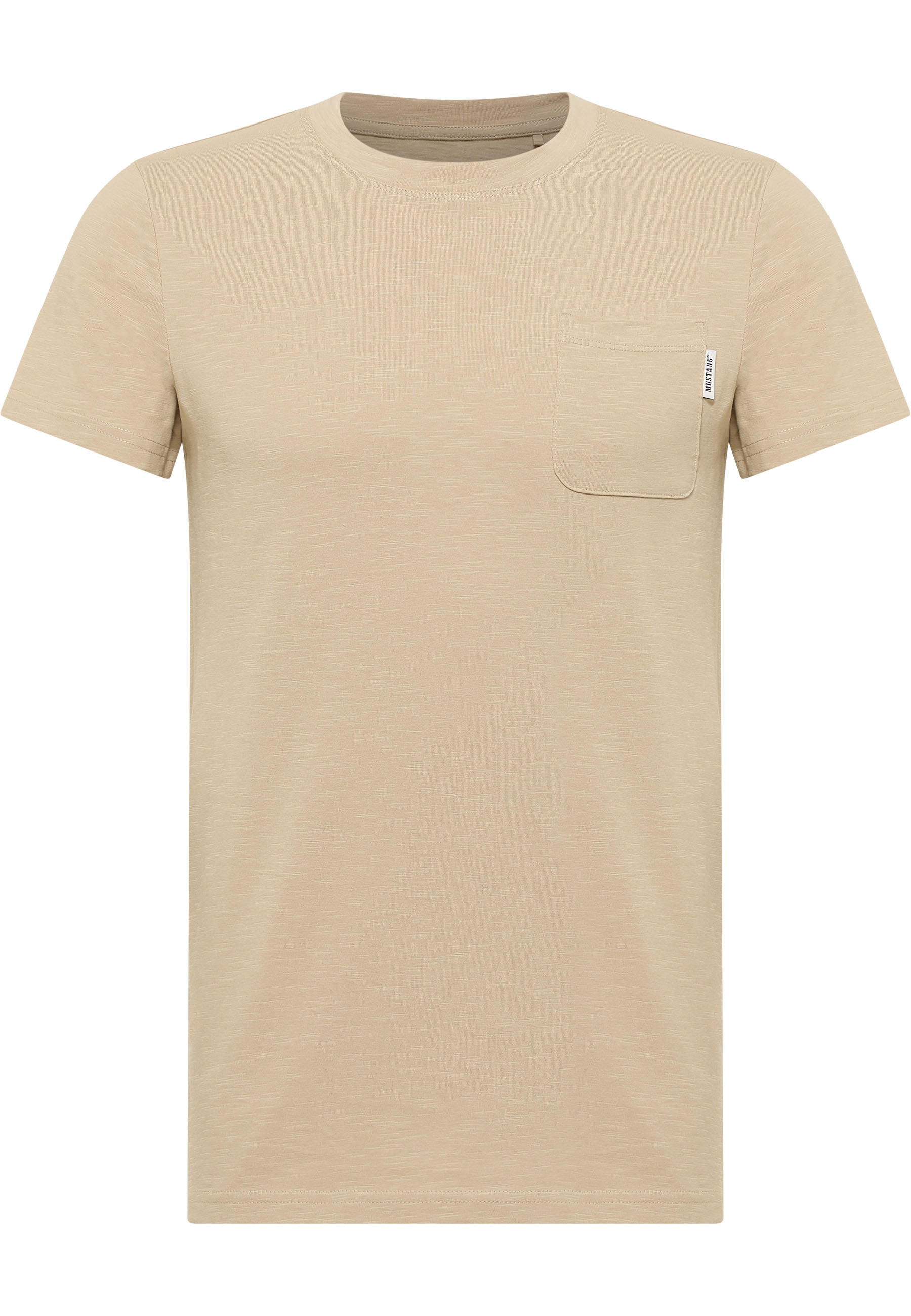 T-Shirt, Beige, Tausche Pocket, Kurzarm, Unifarben