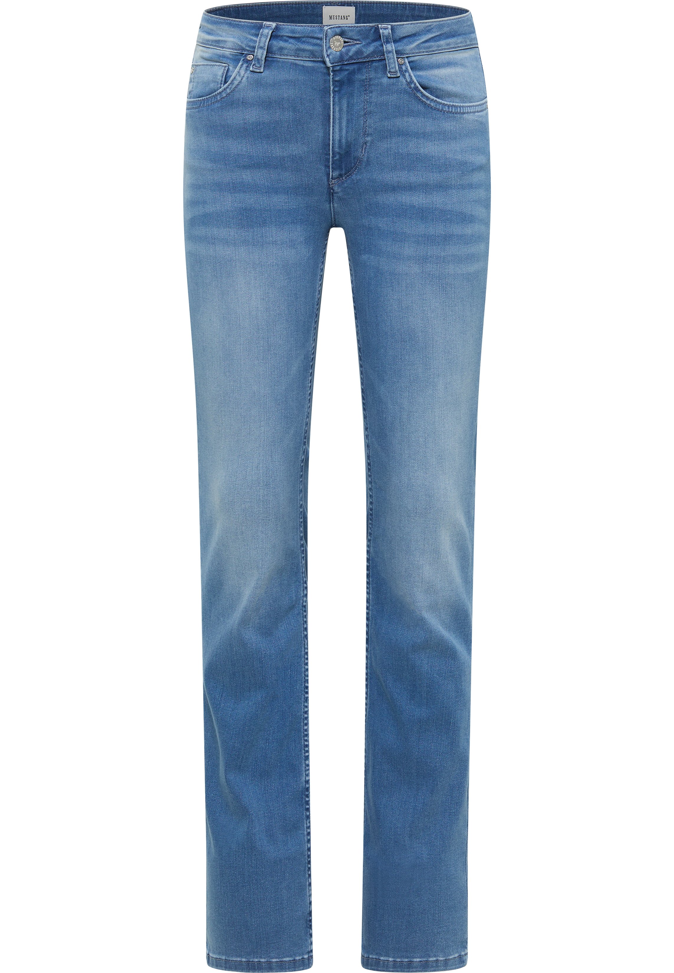 Jeans, Denim, Straight, Mittelblau, Five-pocket