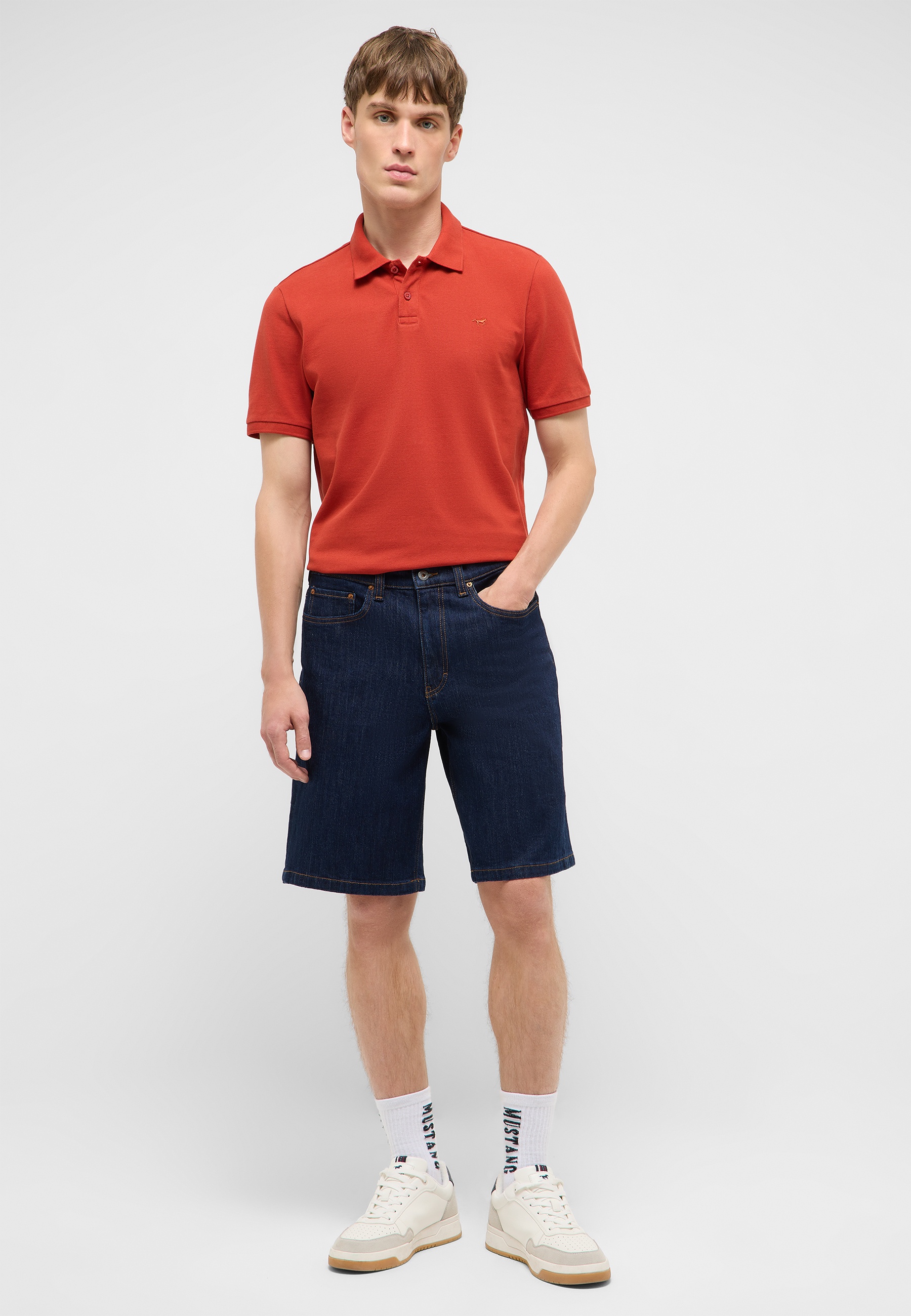 Polo, Kurze Hosen, Jeans, Orange, Sneaker