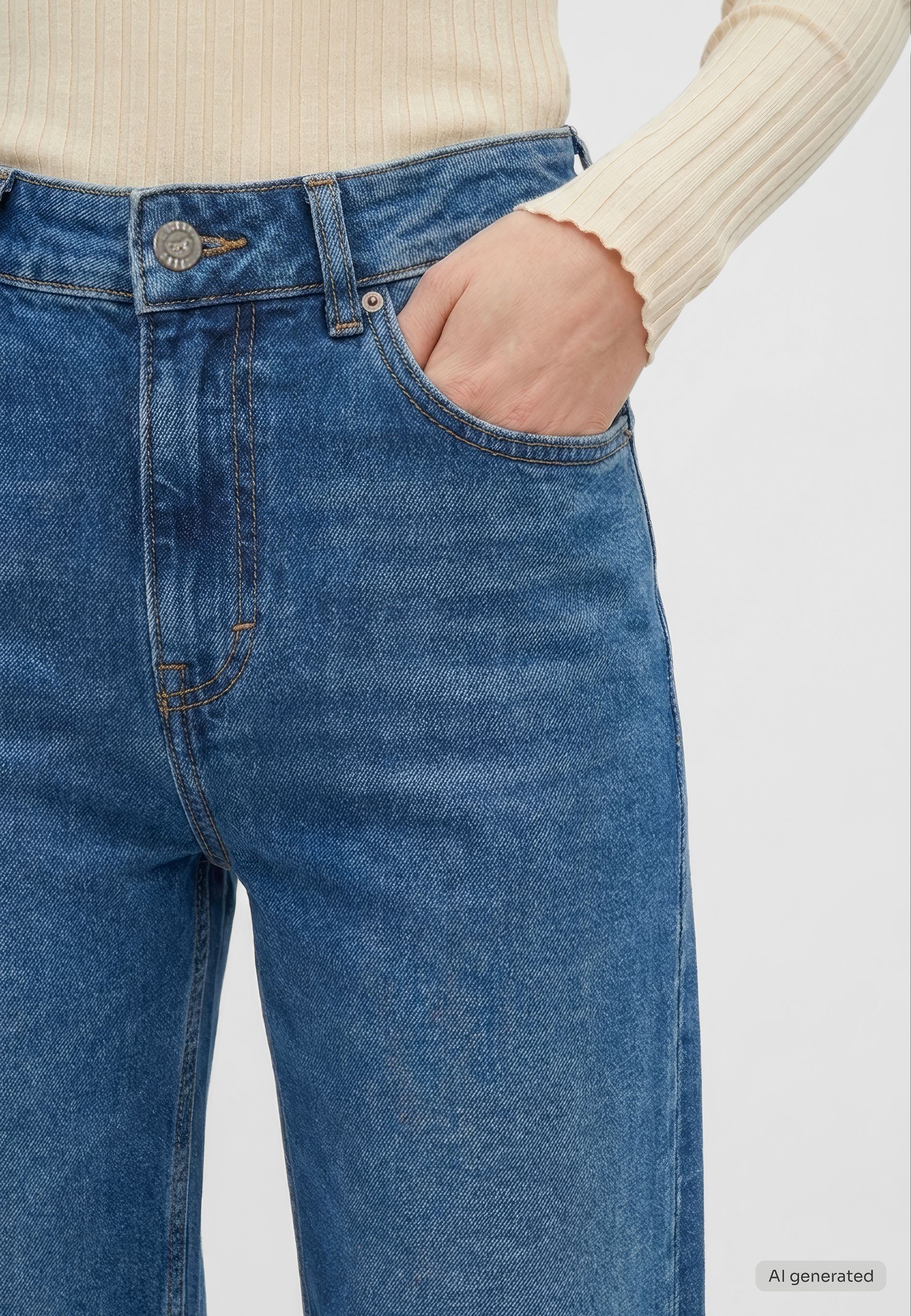mit extra weitem Bein und hohem Bund